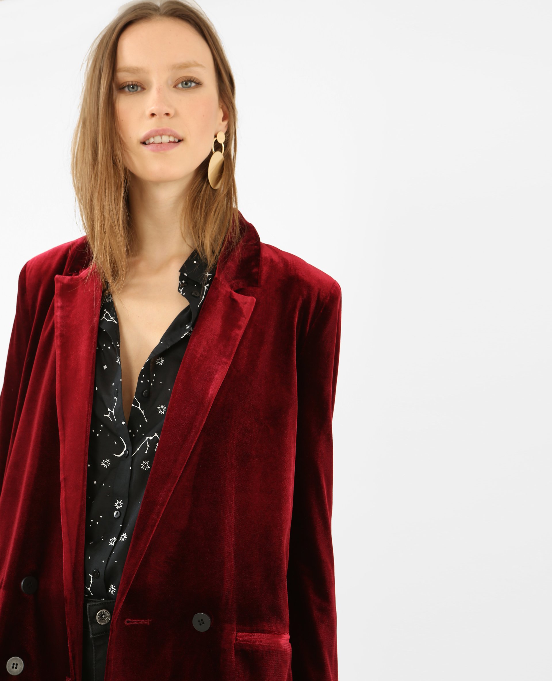 manteau velour rouge