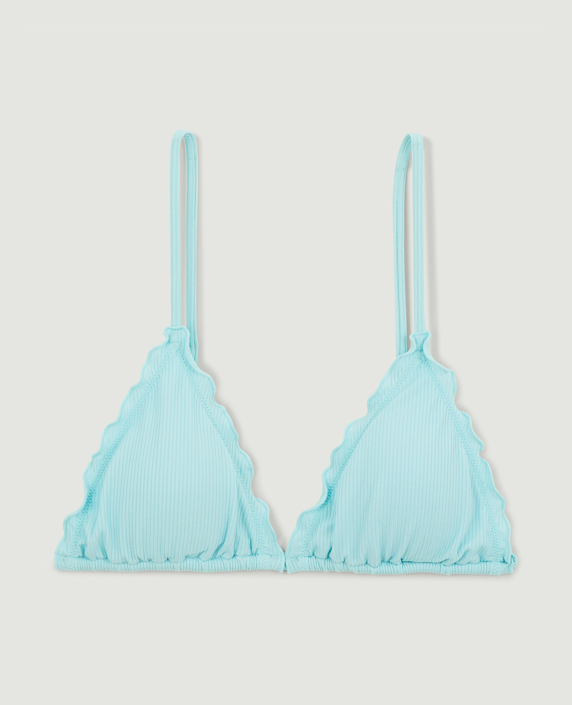 Haut de maillot triangle bords ondulés bleu turquoise - Pimkie