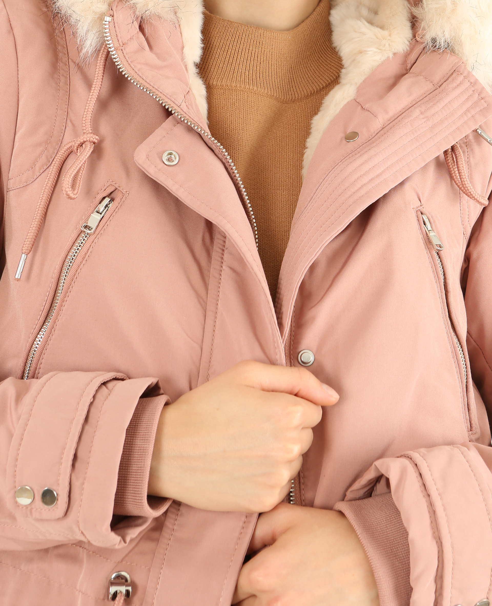 parka femme rose poudre