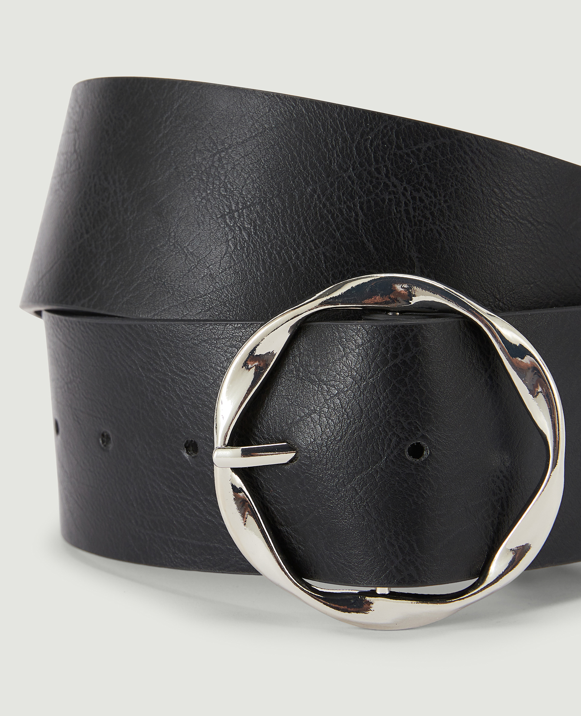 Ceinture large boucle ronde noir - Pimkie