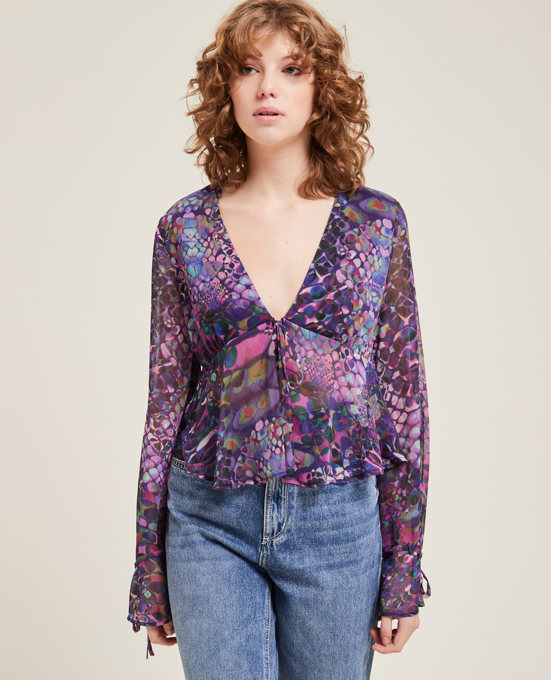 Blouse fluide à nouer violet - Pimkie