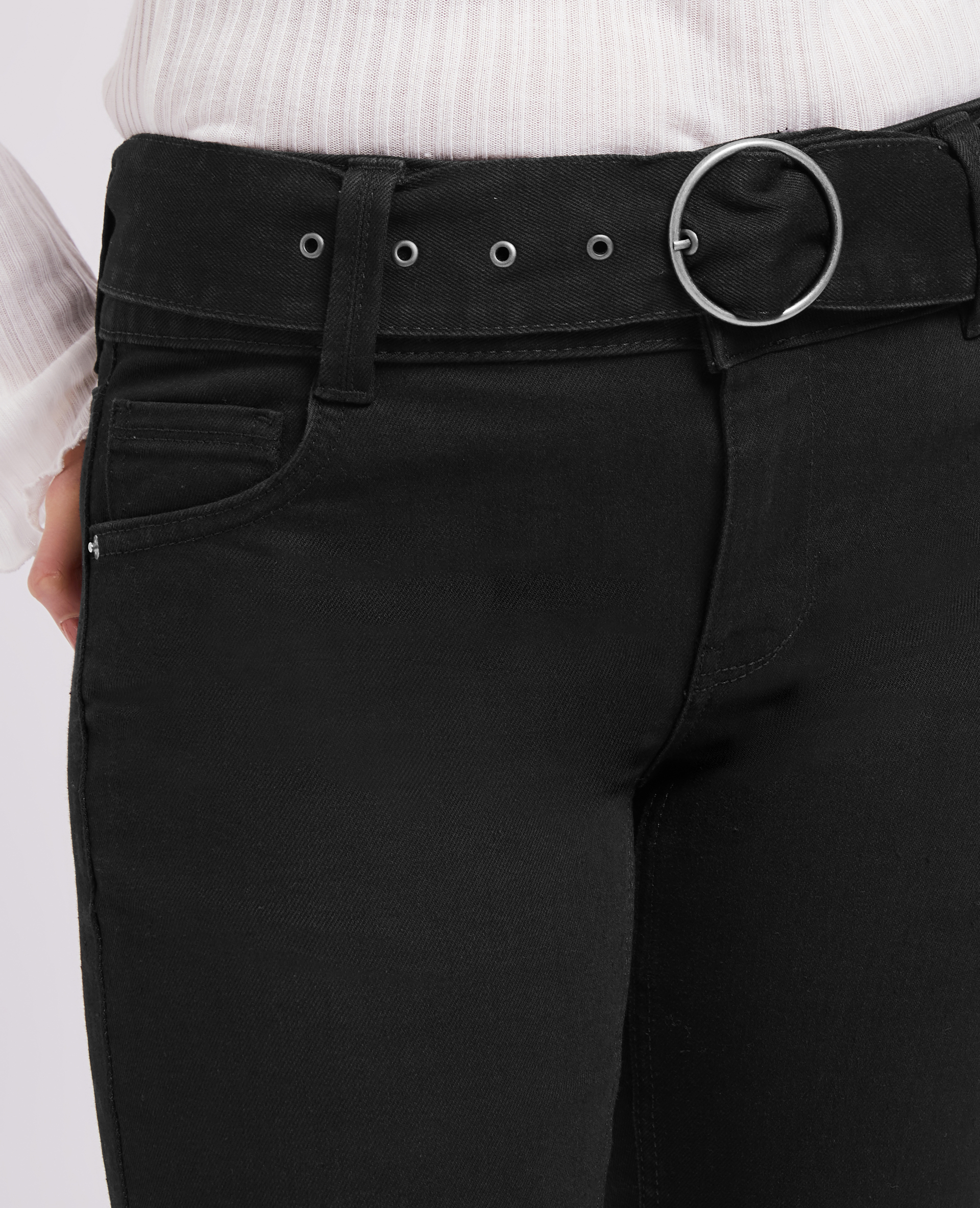 Jean évasé à ceinture noir - Pimkie