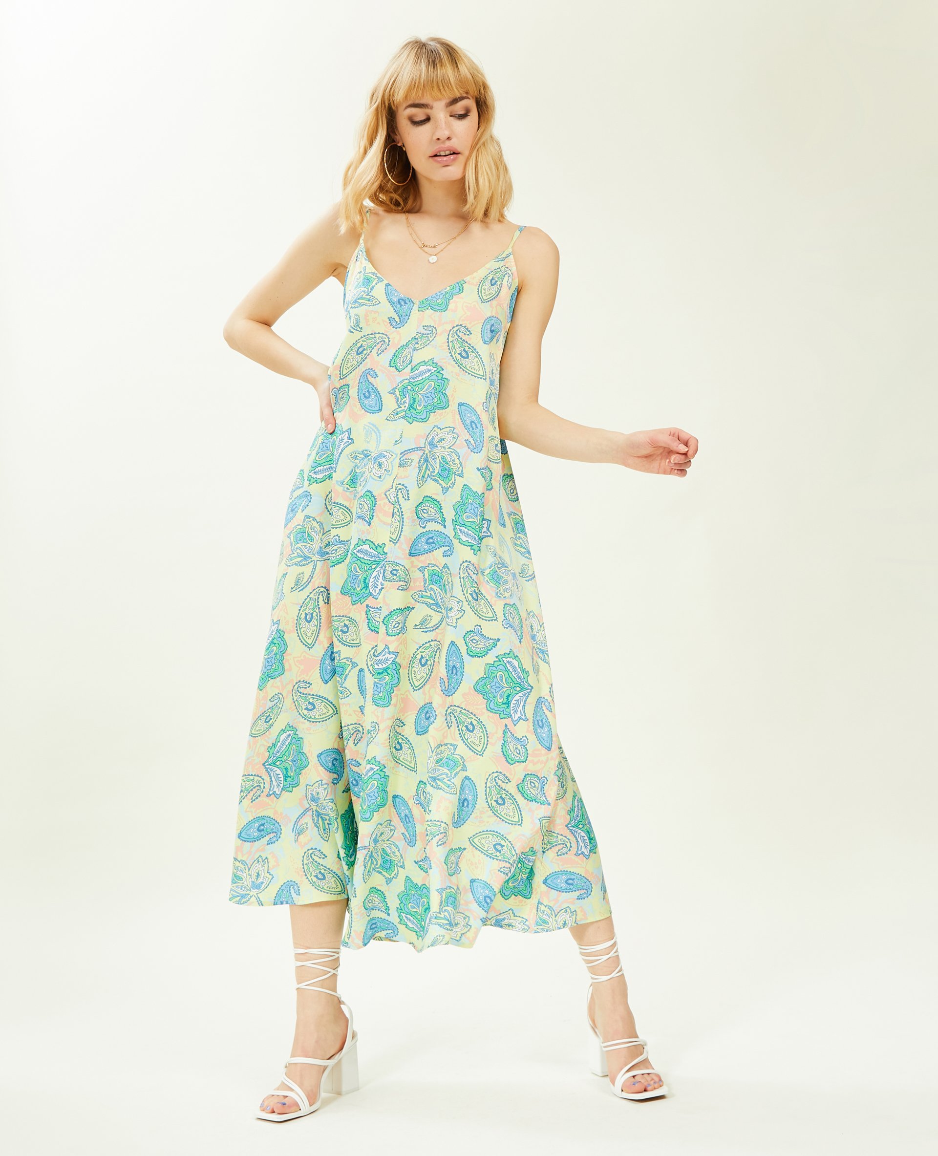 Robe dos-nu avec liens à nouer bleu - Pimkie