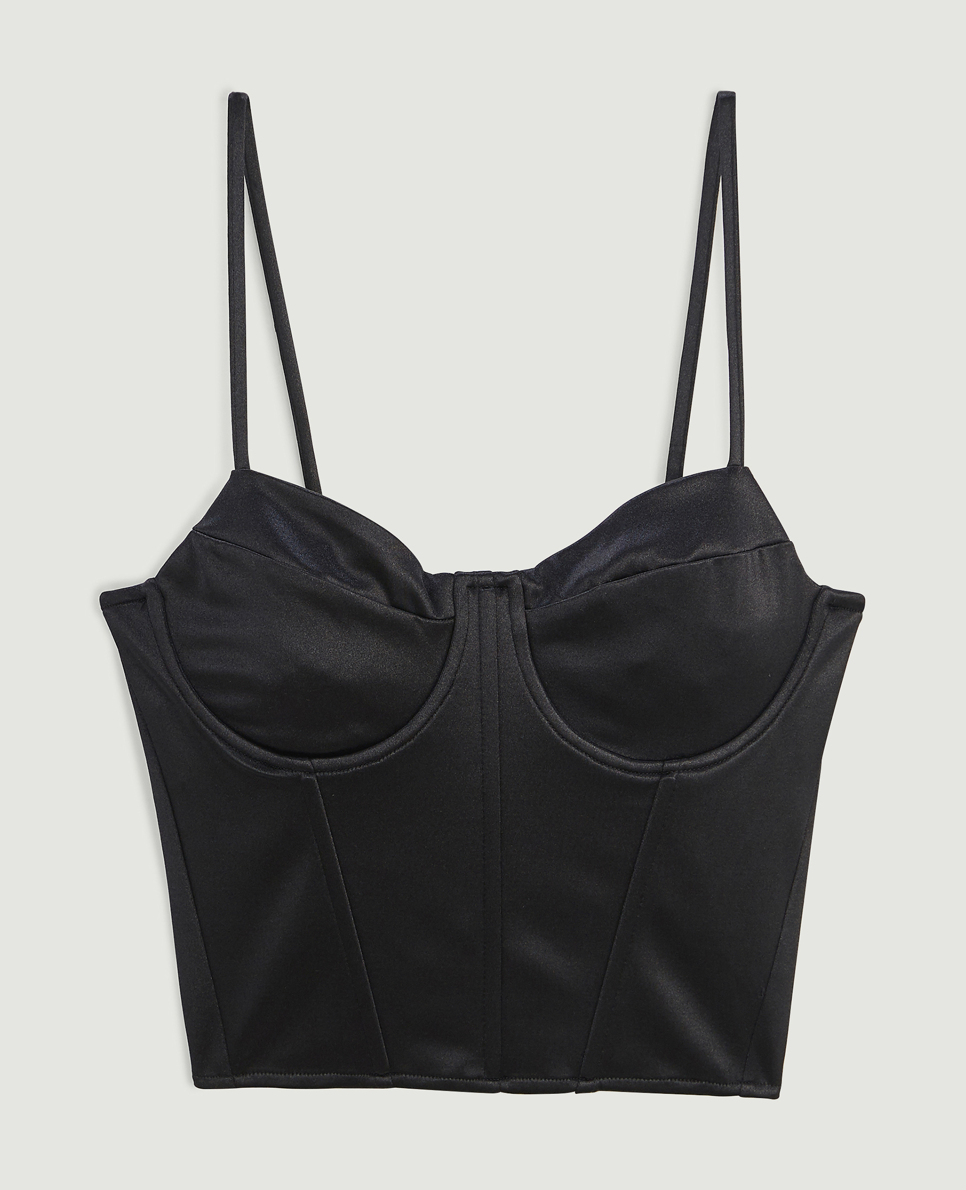 Corset en satin noir - Pimkie