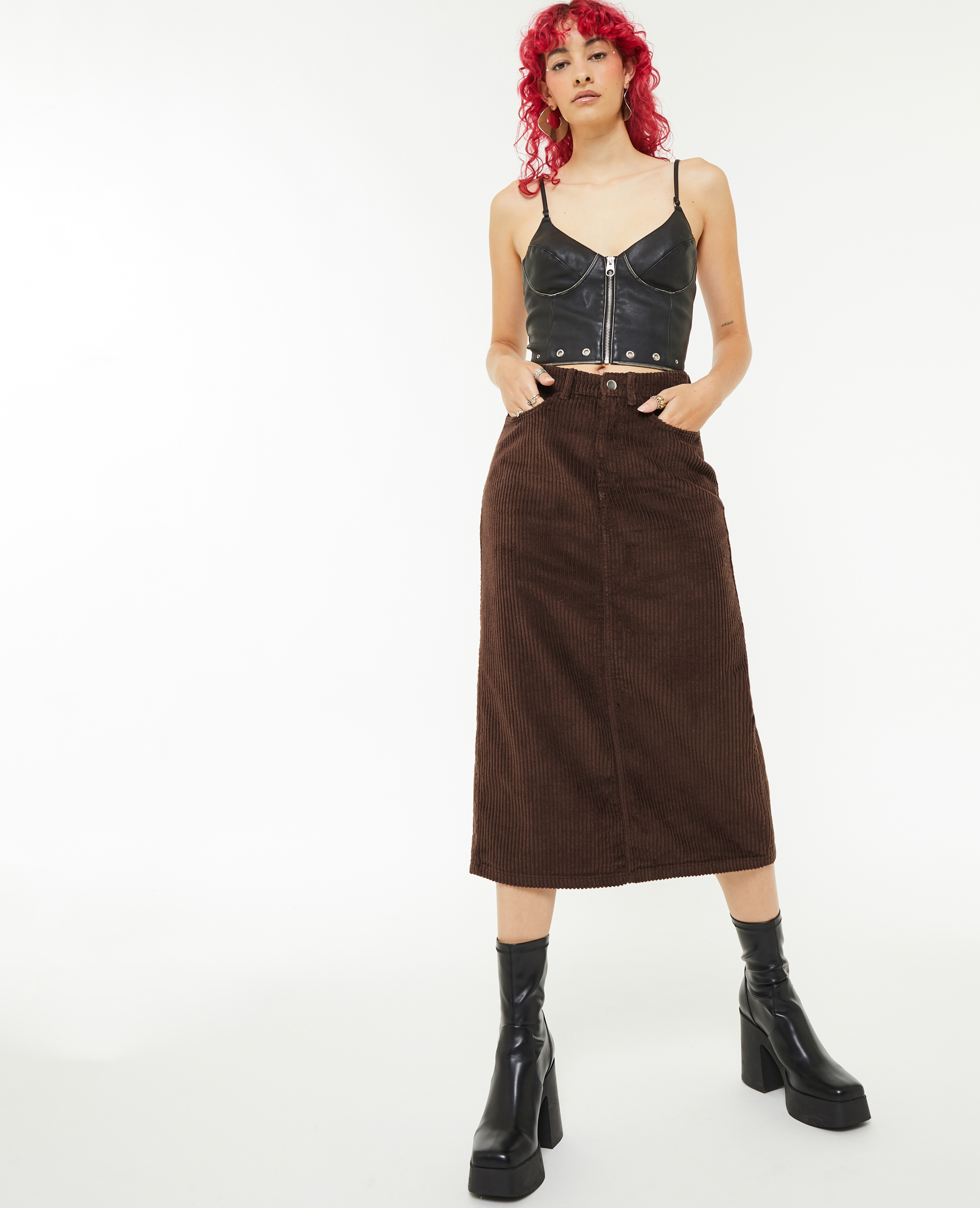 Jupe sale velours longue