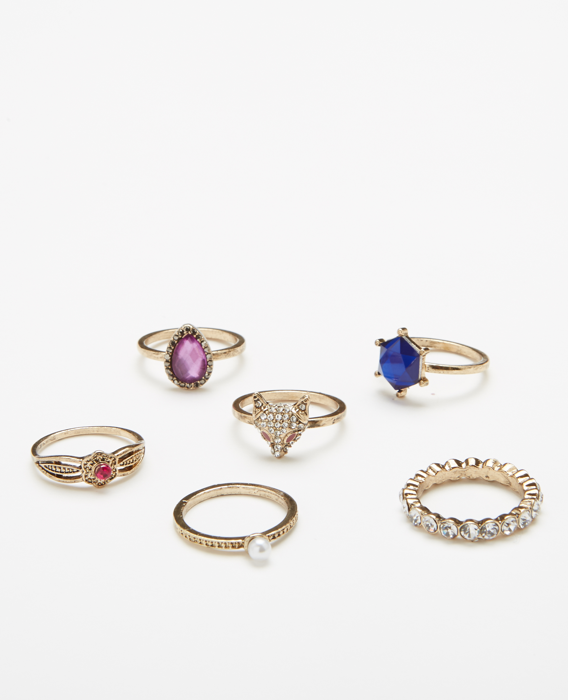 Lot de 6 bagues fantaisie