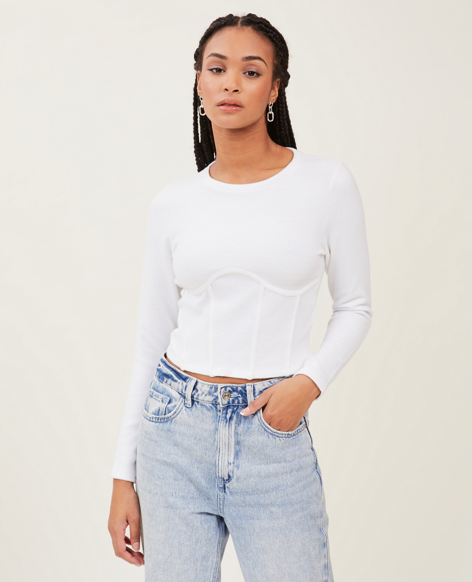 Pull façon corset blanc - Pimkie