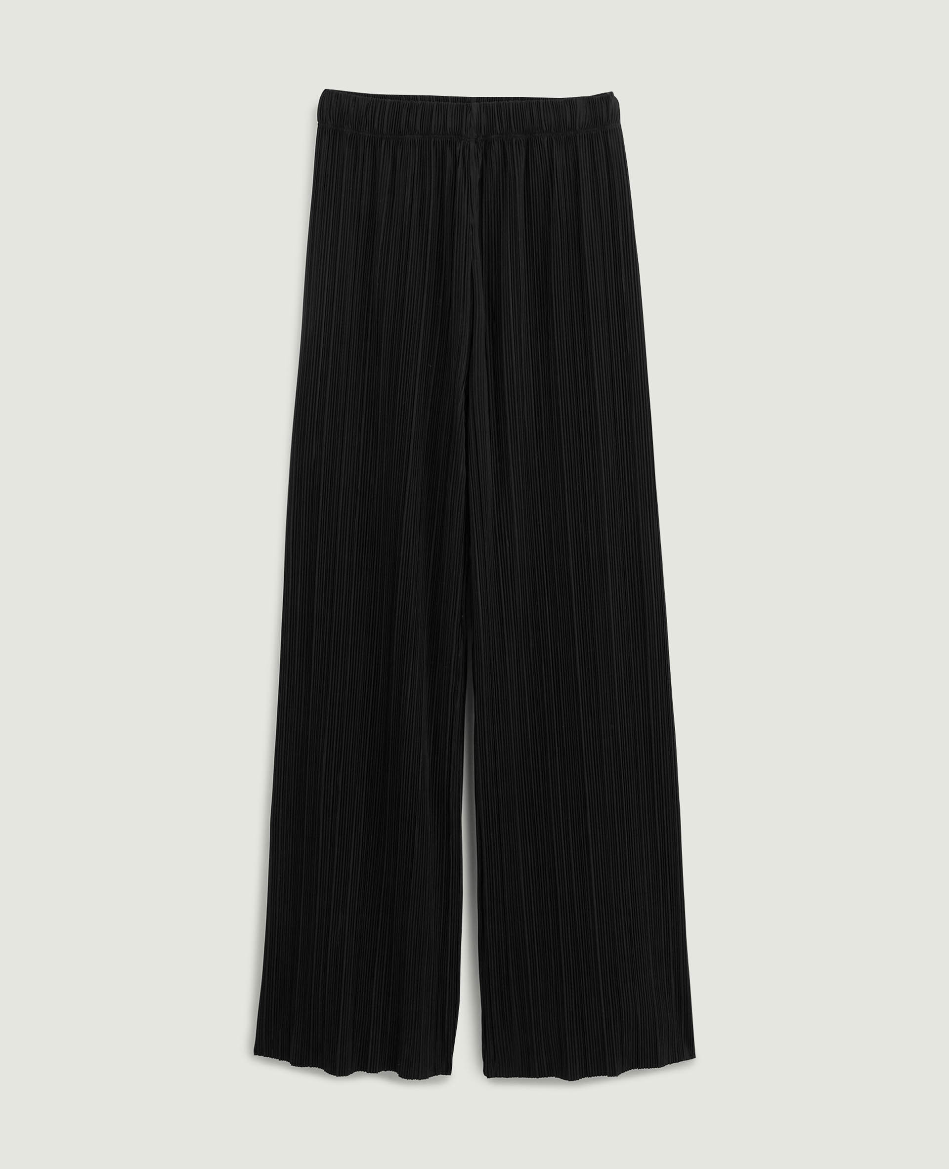 Pantalon large maille plissée noir - Pimkie