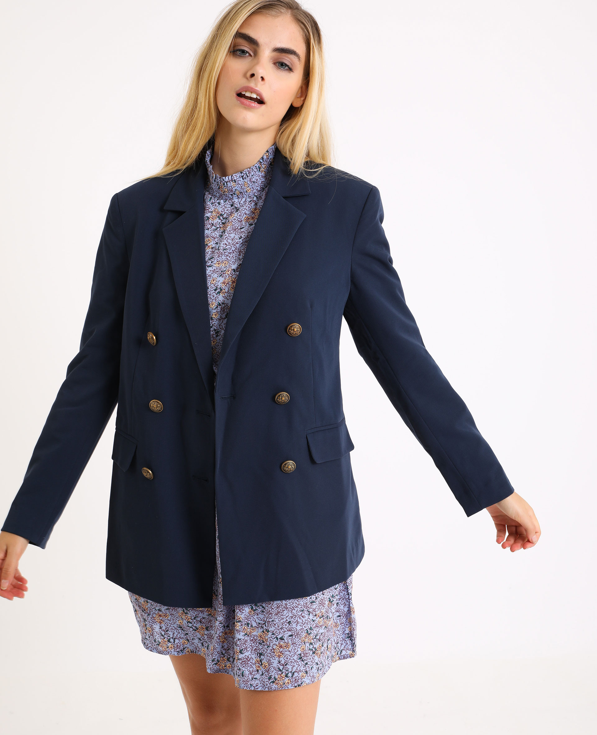 Blazer bleu marine femme bouton doré store