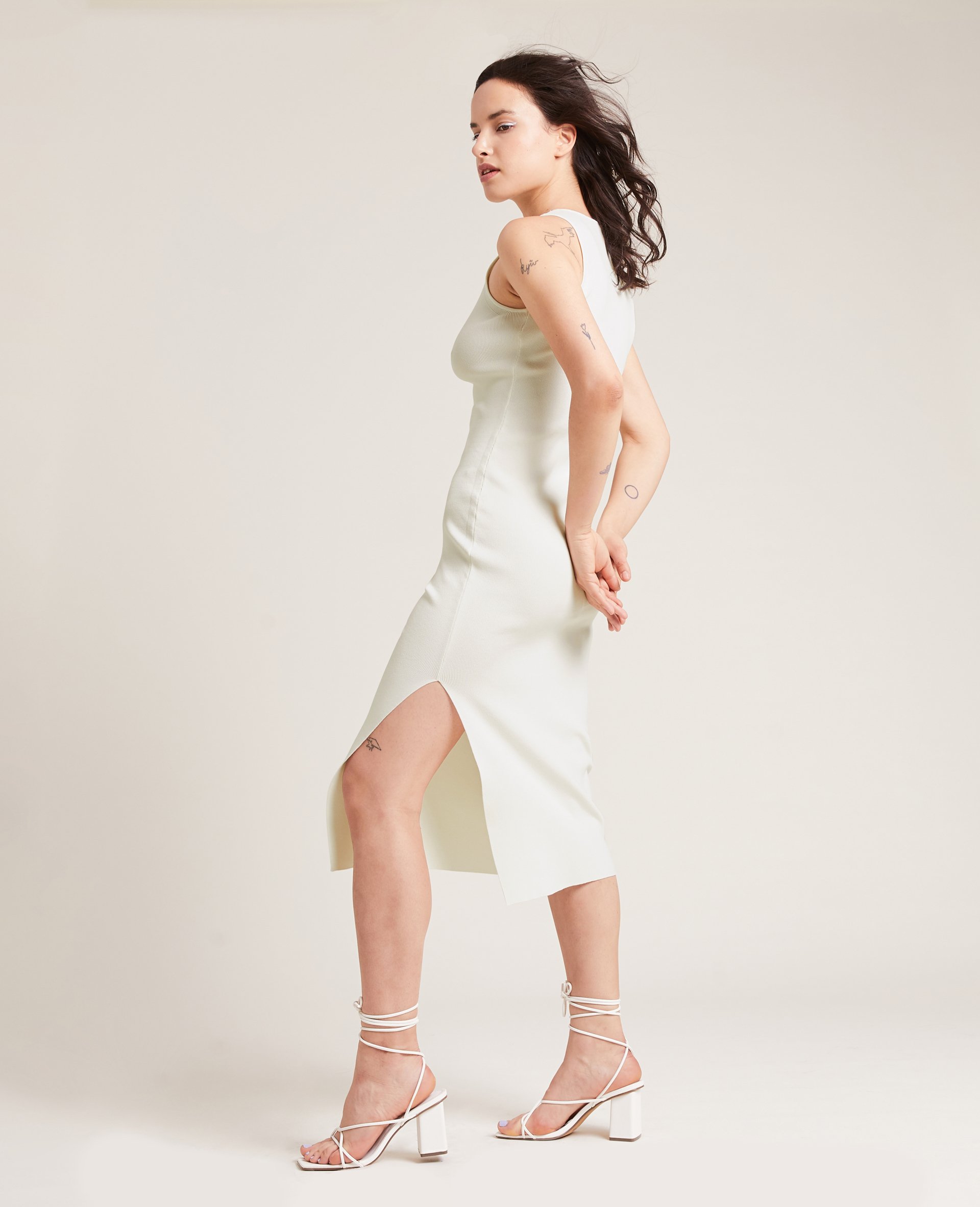 Robe moulante longue maille tricot blanc - Pimkie