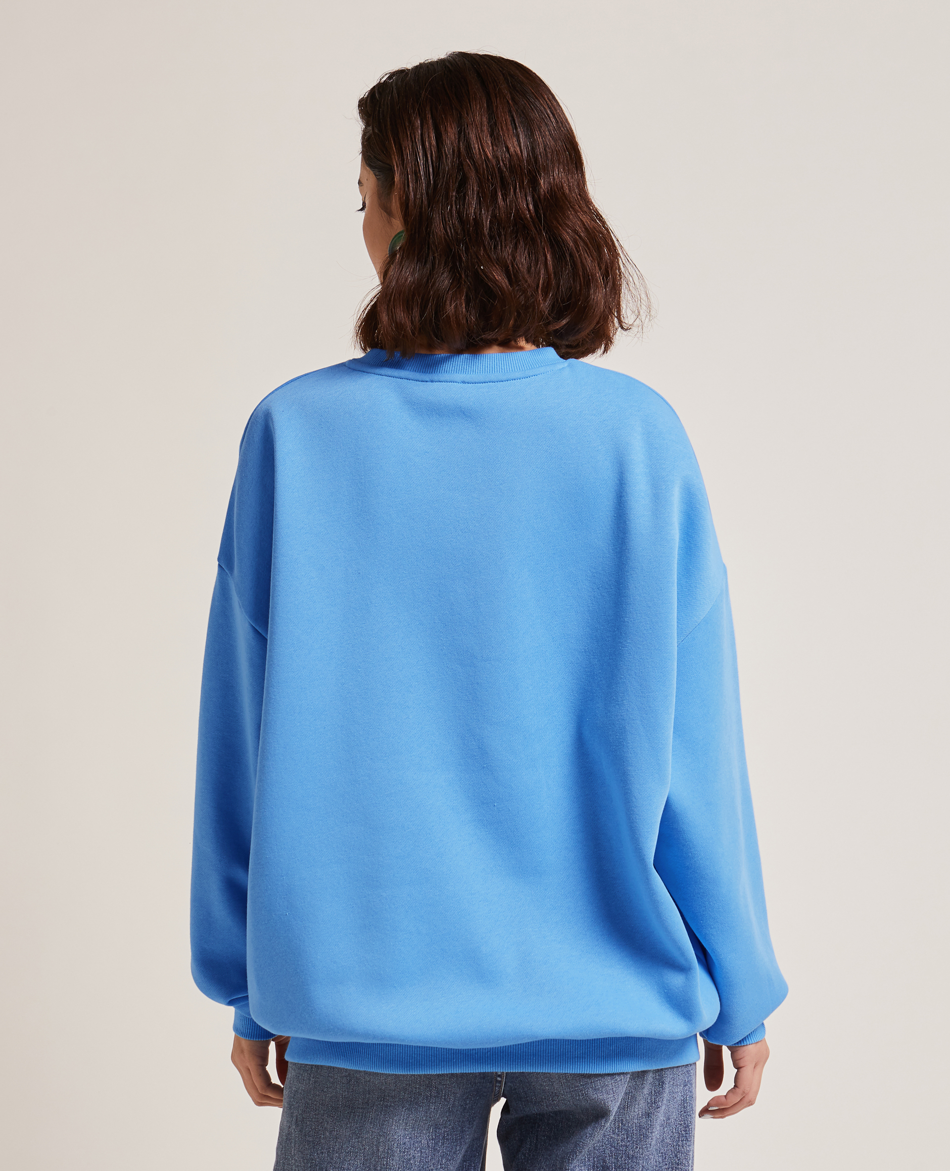 Sweat col rond oversize bleu - Pimkie