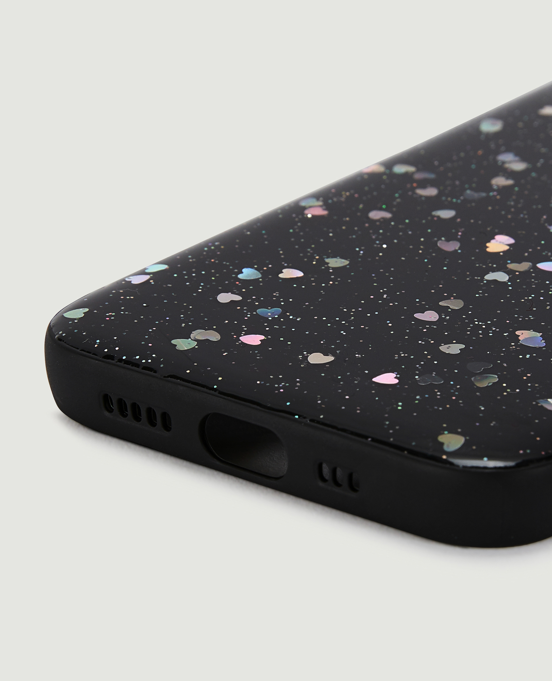 Coque iPhone "cœurs" noir - Pimkie