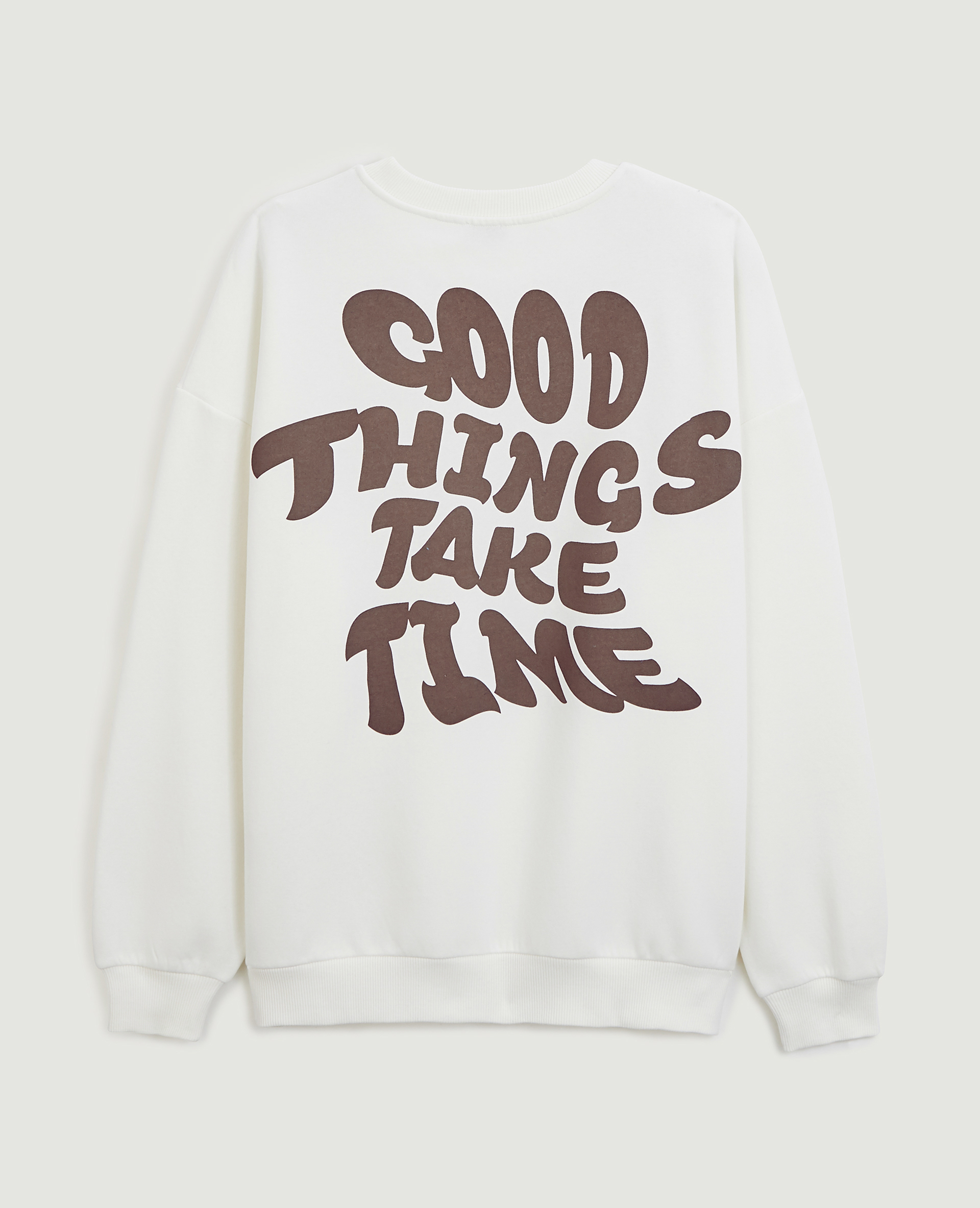 Sweat oversize col rond blanc - Pimkie