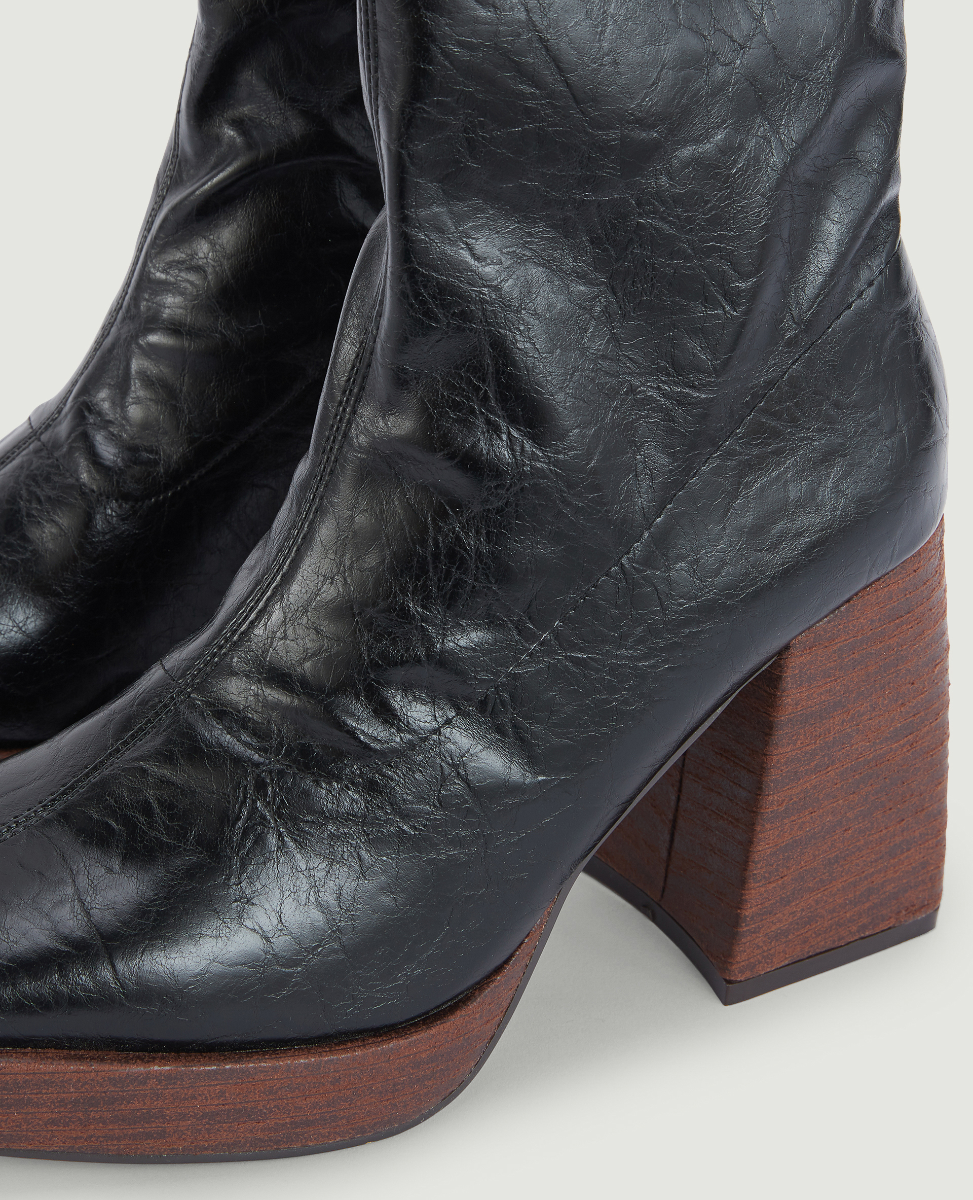 Boots plateforme talons effet bois noir - Pimkie