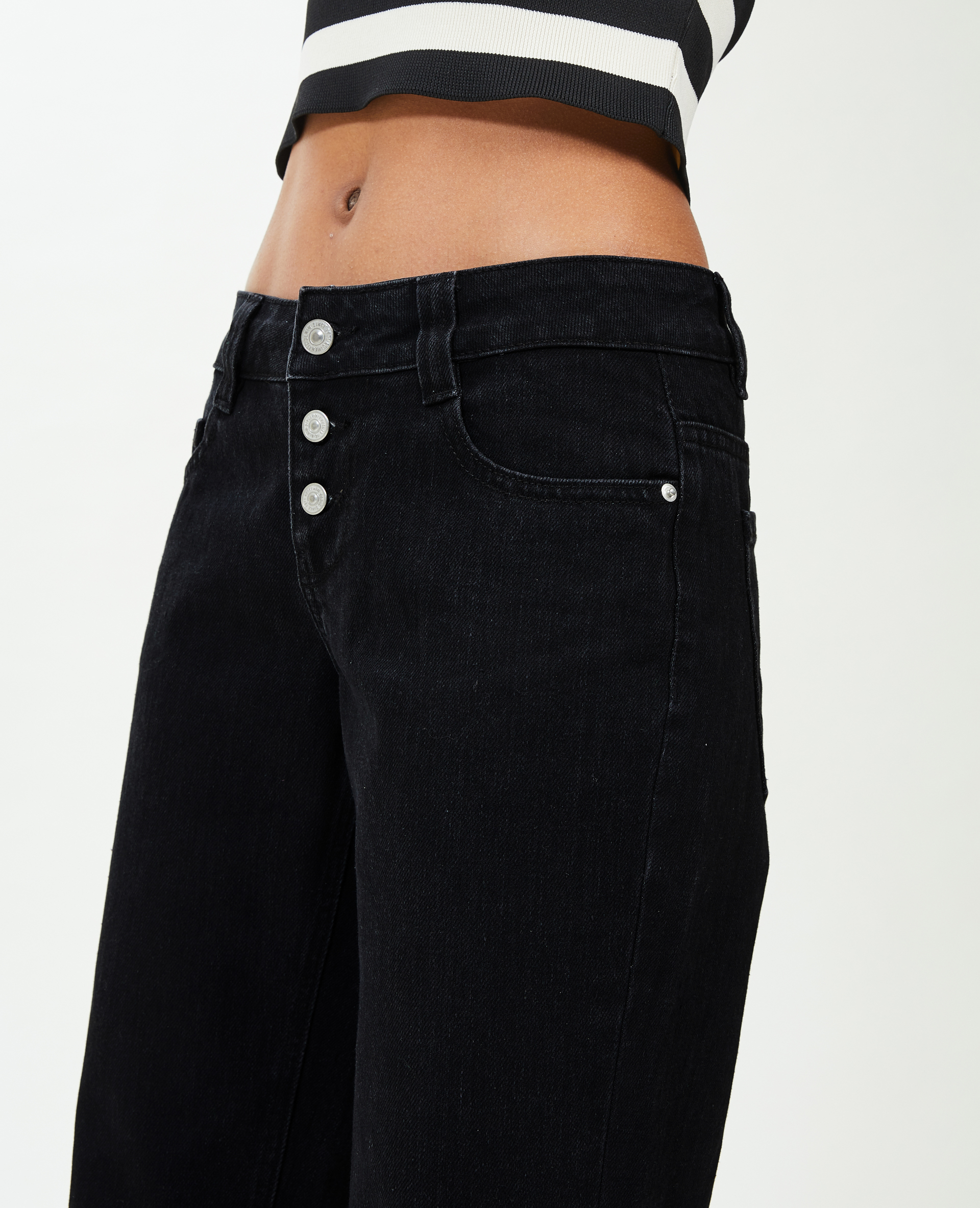 Jean straight taille basse noir - Pimkie