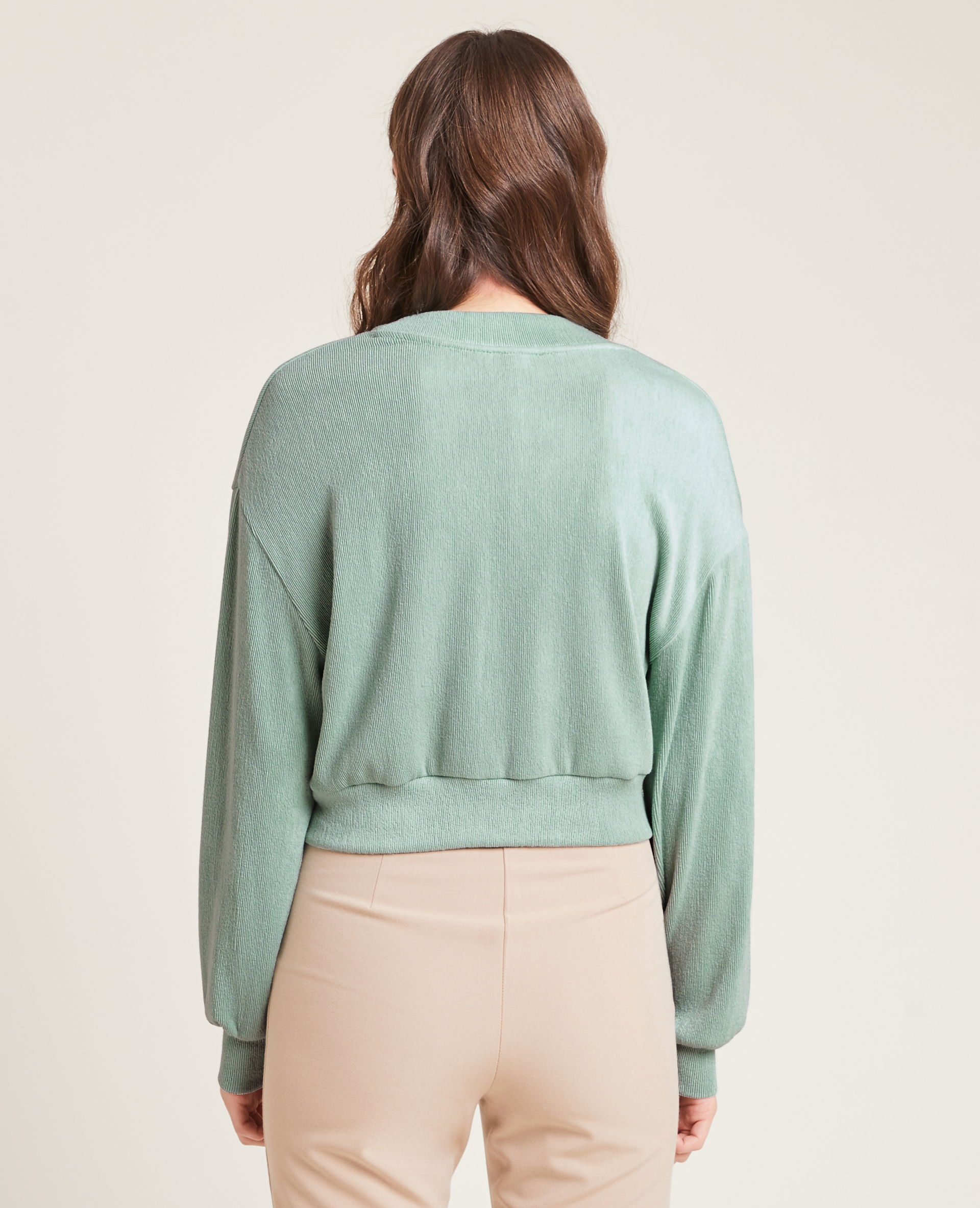 Pull effet gilet en maille côtelée vert - Pimkie