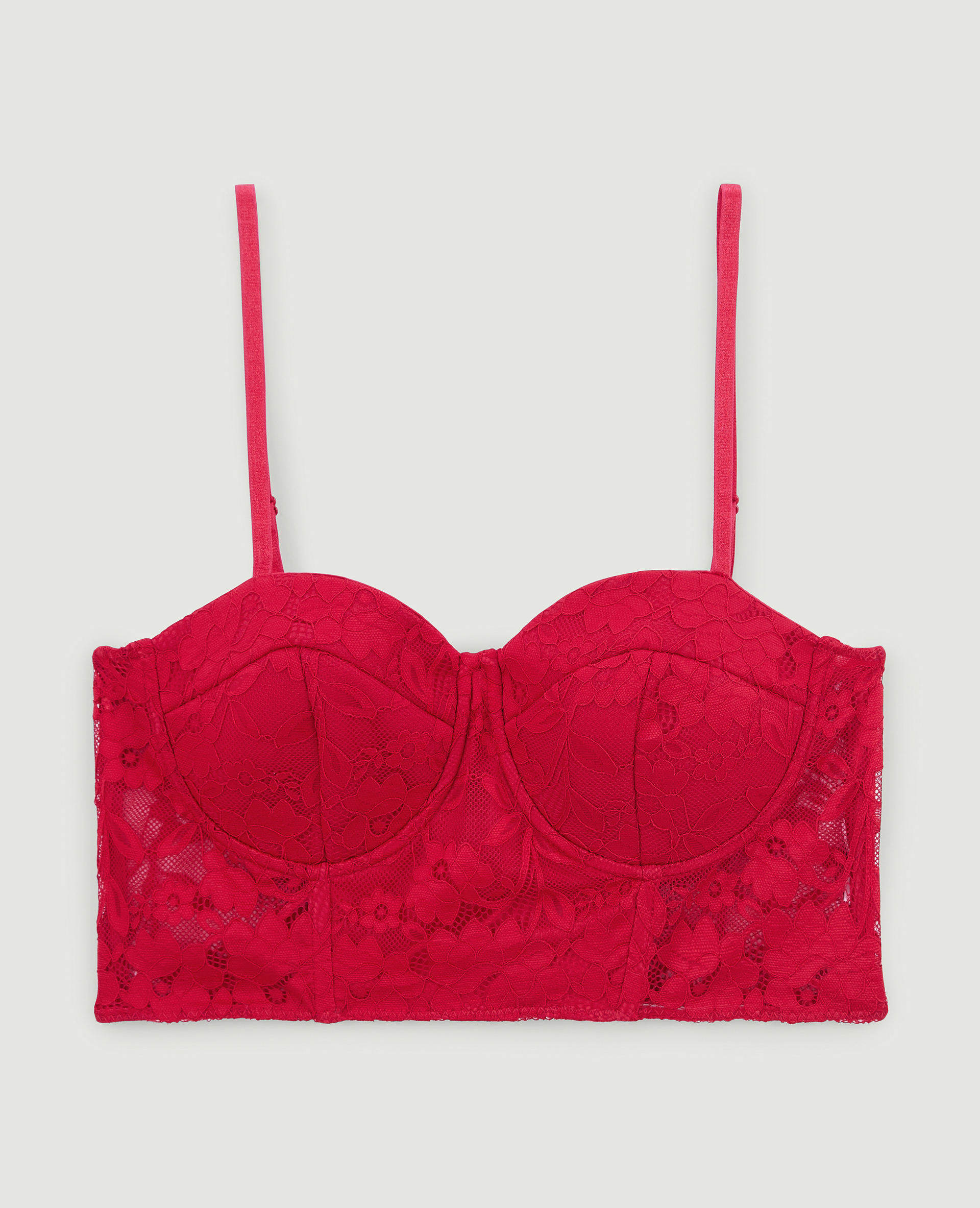 Brassière en dentelle rouge - Pimkie