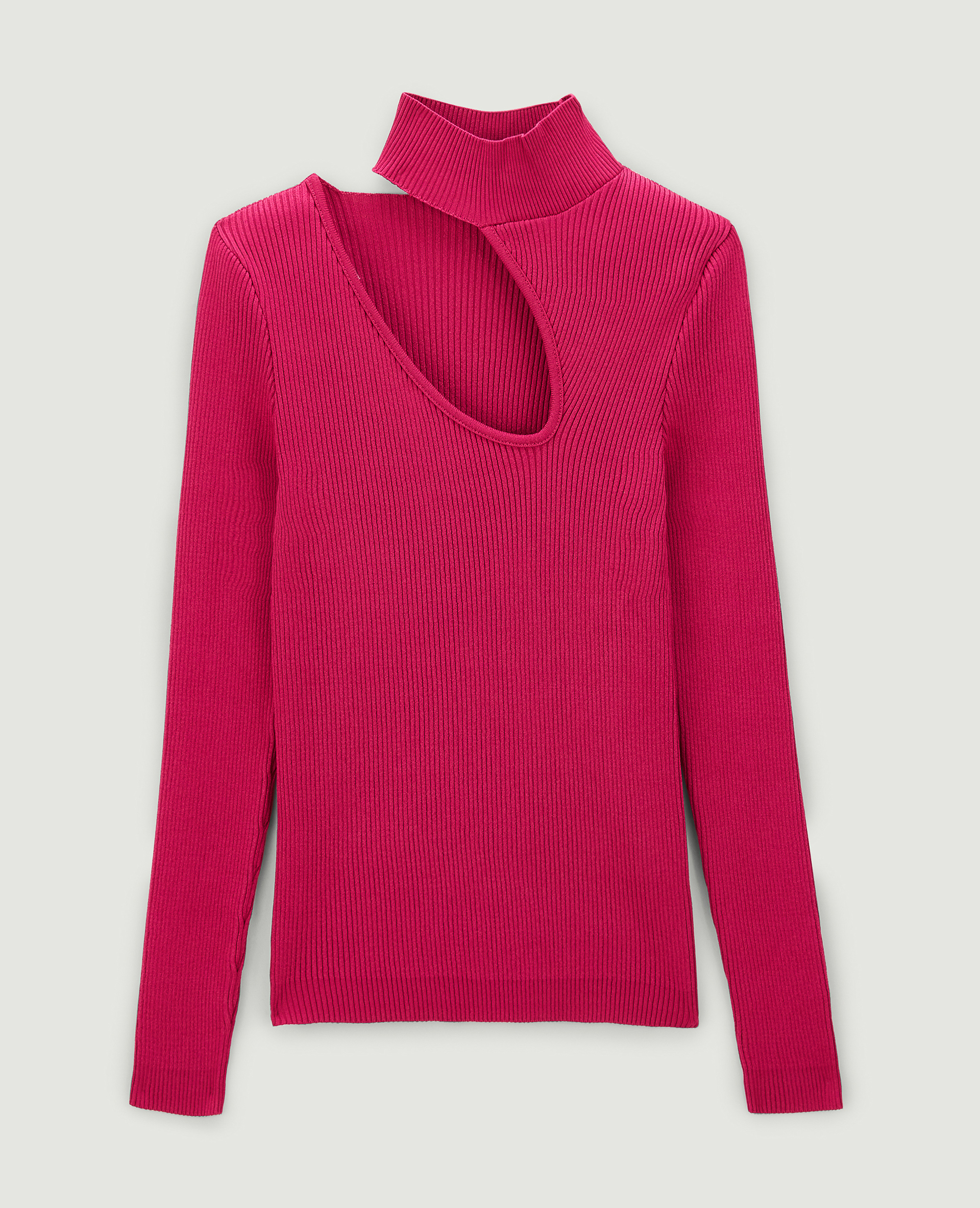 Top maille côtelée avec découpe rose fuchsia - Pimkie