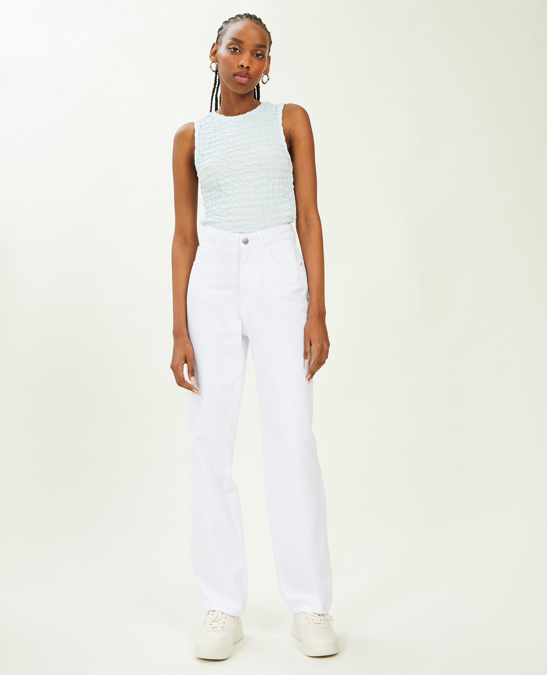 Jean straight taille haute blanc - Pimkie