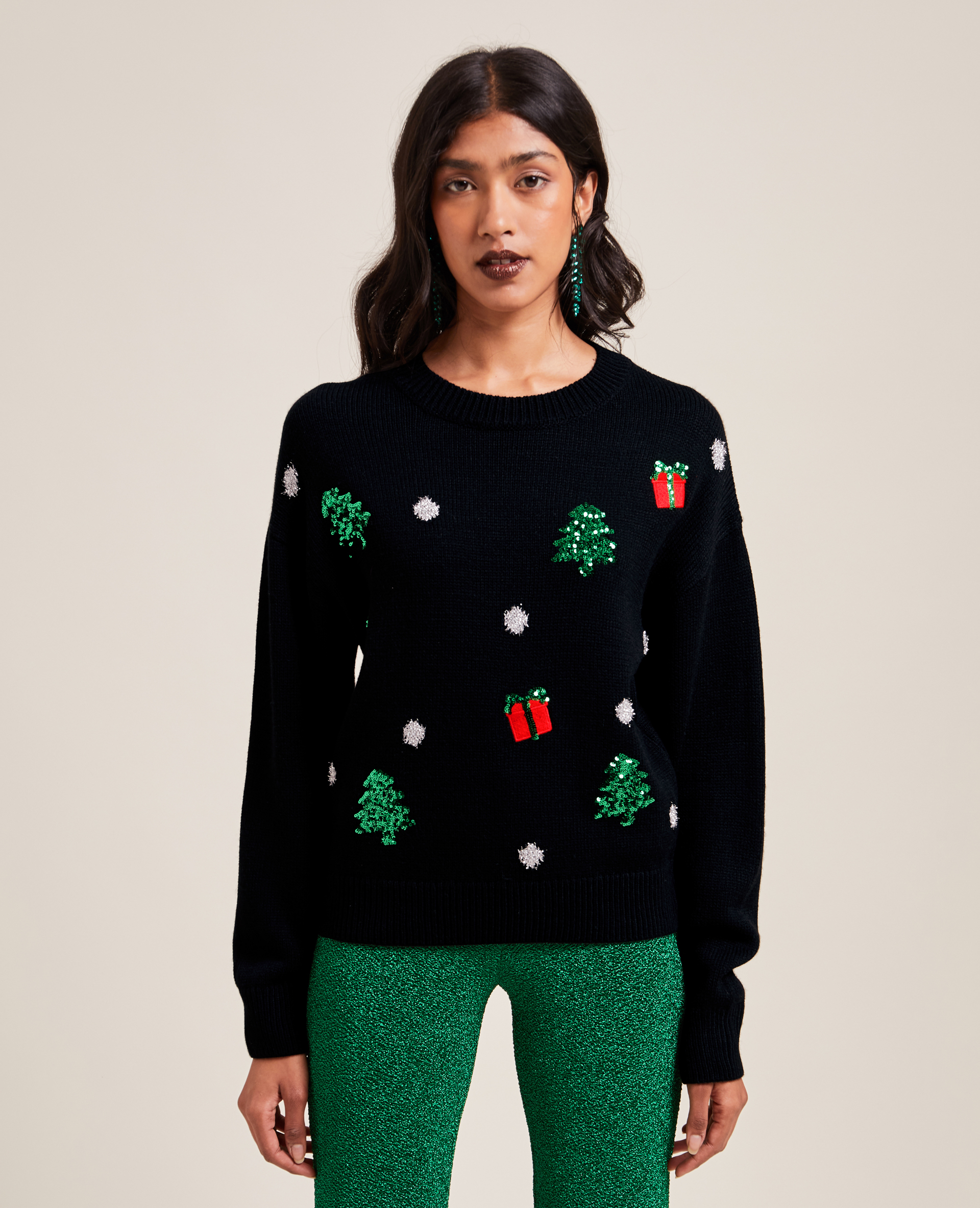Pull de Noël sequins et lurex noir - Pimkie