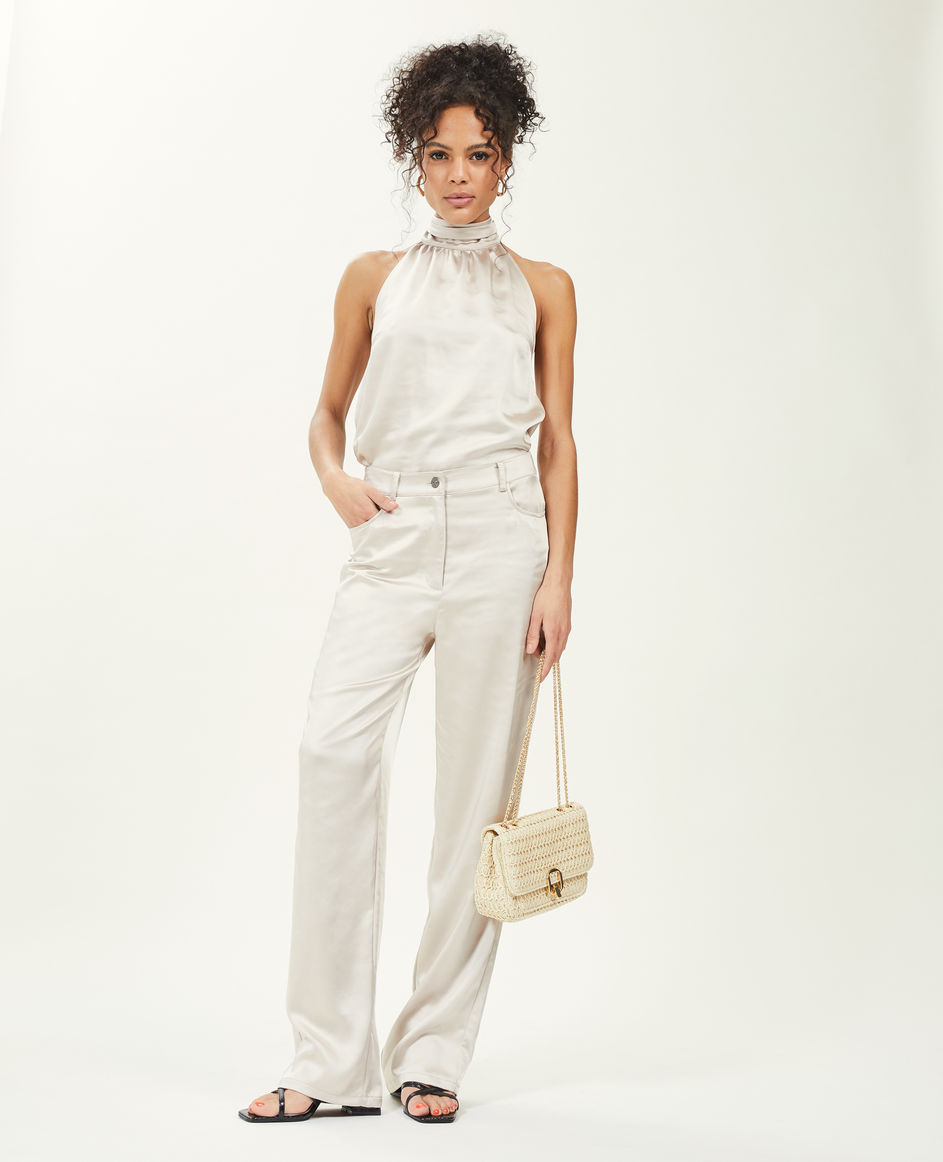 Top dos-nu satiné encolure américaine blanc - Pimkie