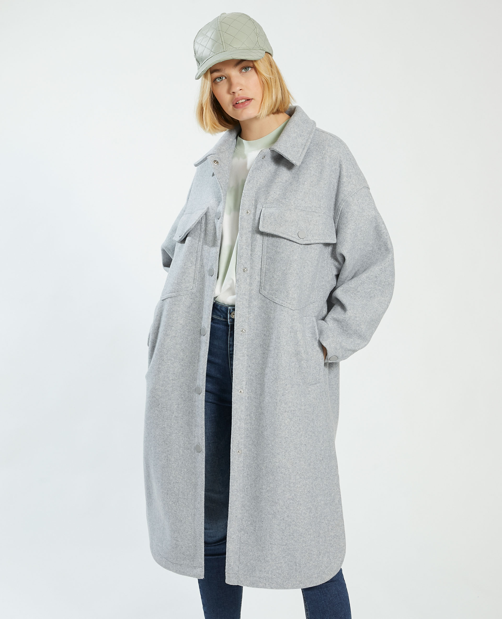 manteau long gris