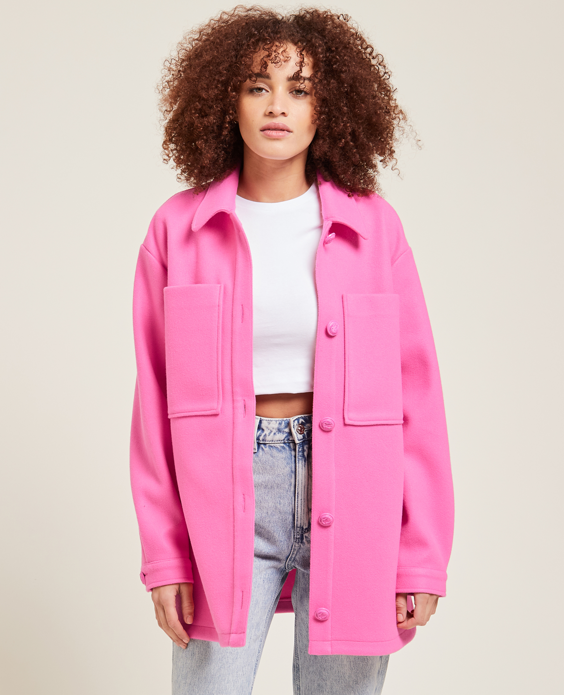 Surchemise avec boutons décorés rose fuchsia - Pimkie