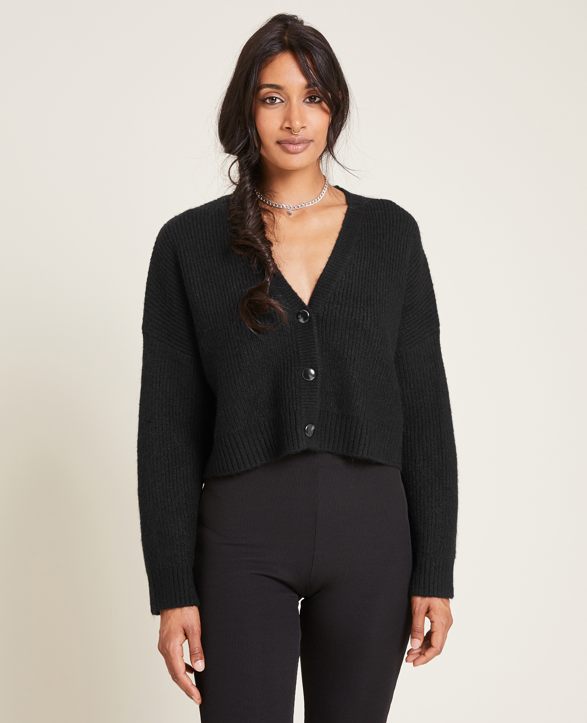Gilet court en tricot noir - Pimkie