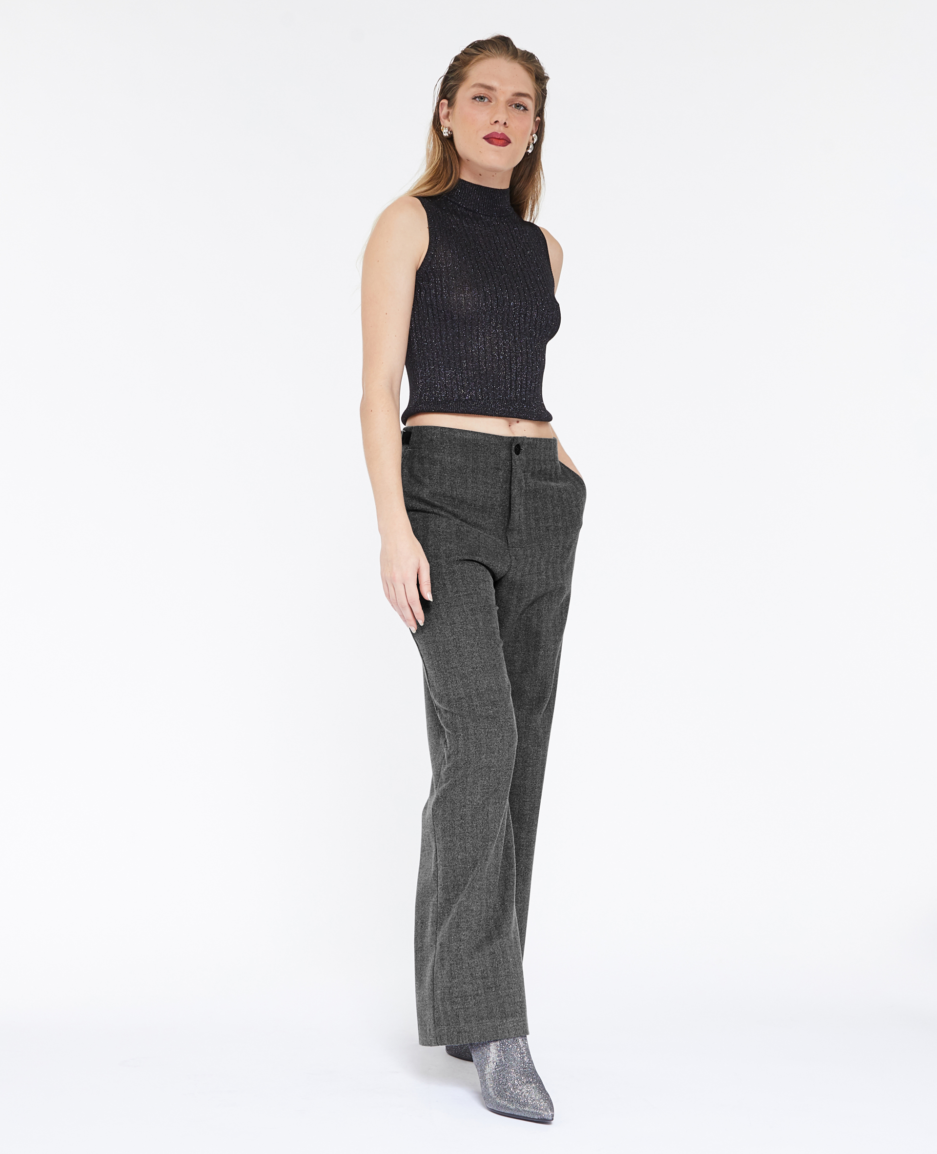 Pantalon droit gris online