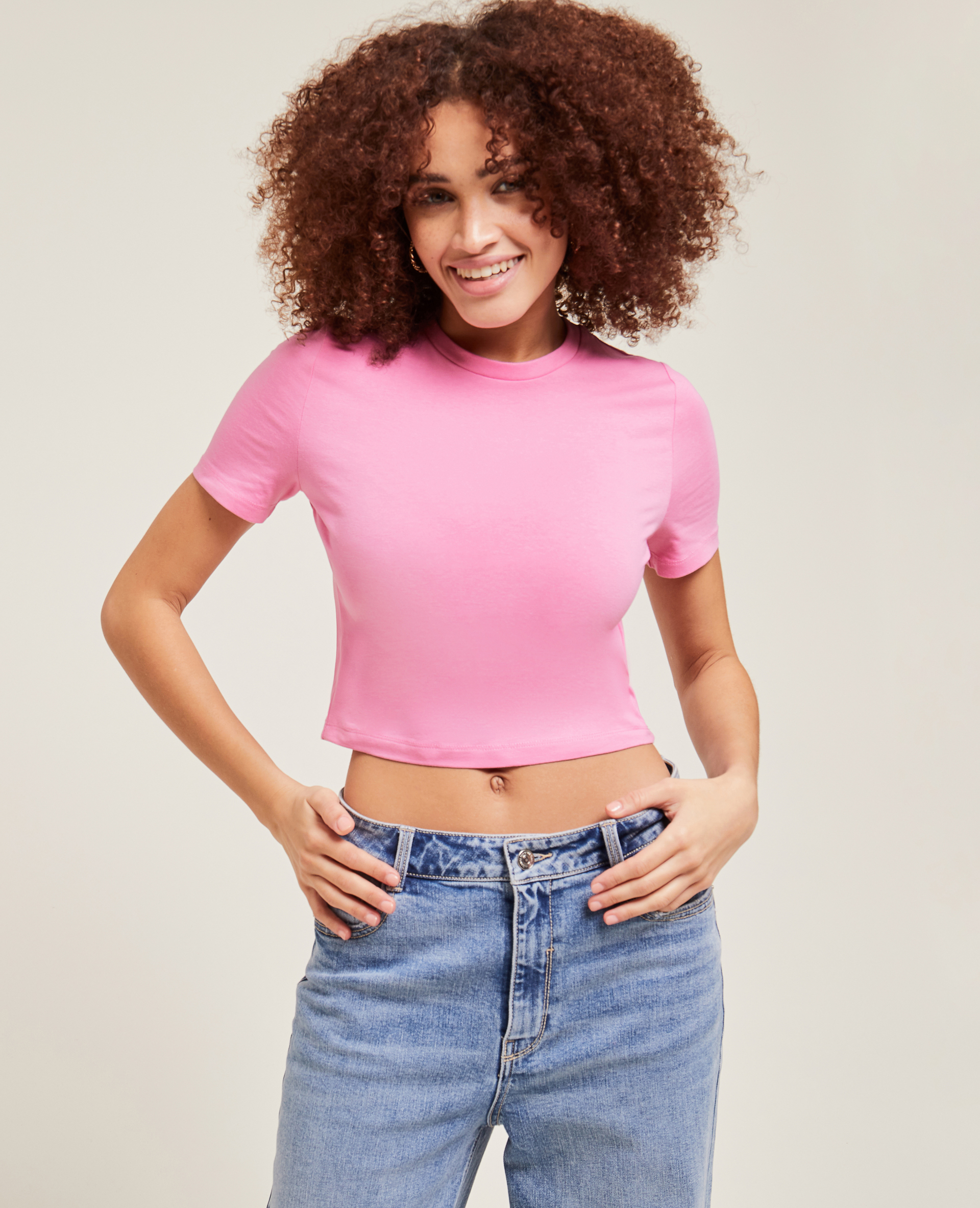 T-shirt cropped rose - Pimkie