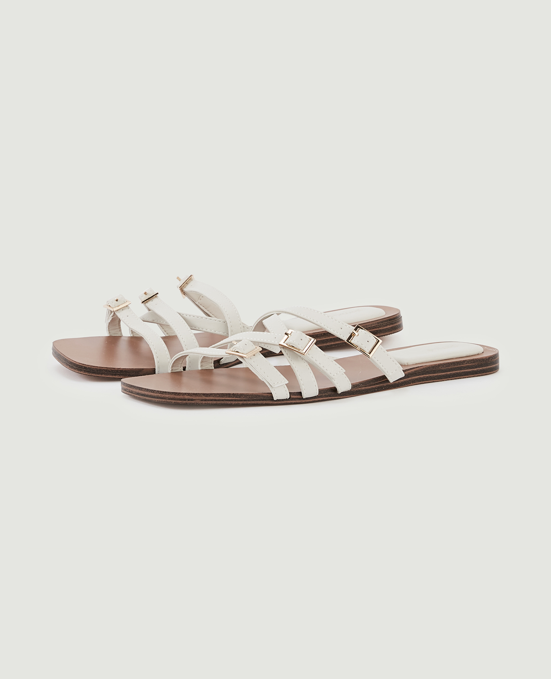 Mules plates avec brides blanc - Pimkie