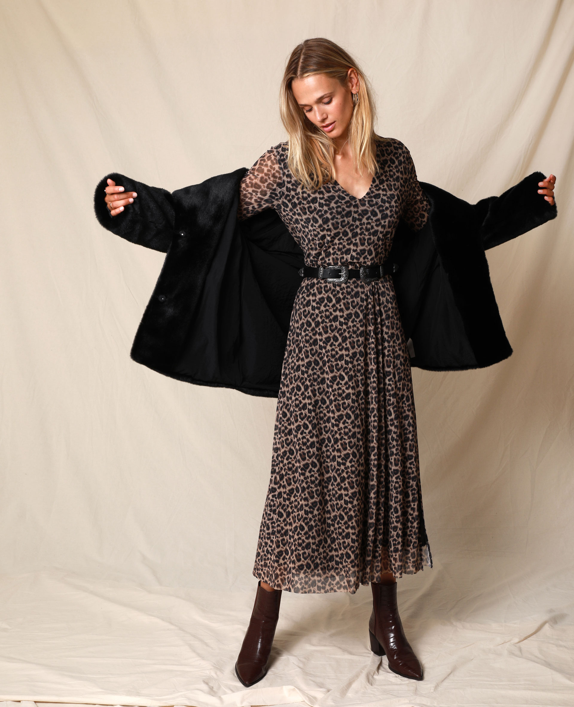 robe longue leopard femme