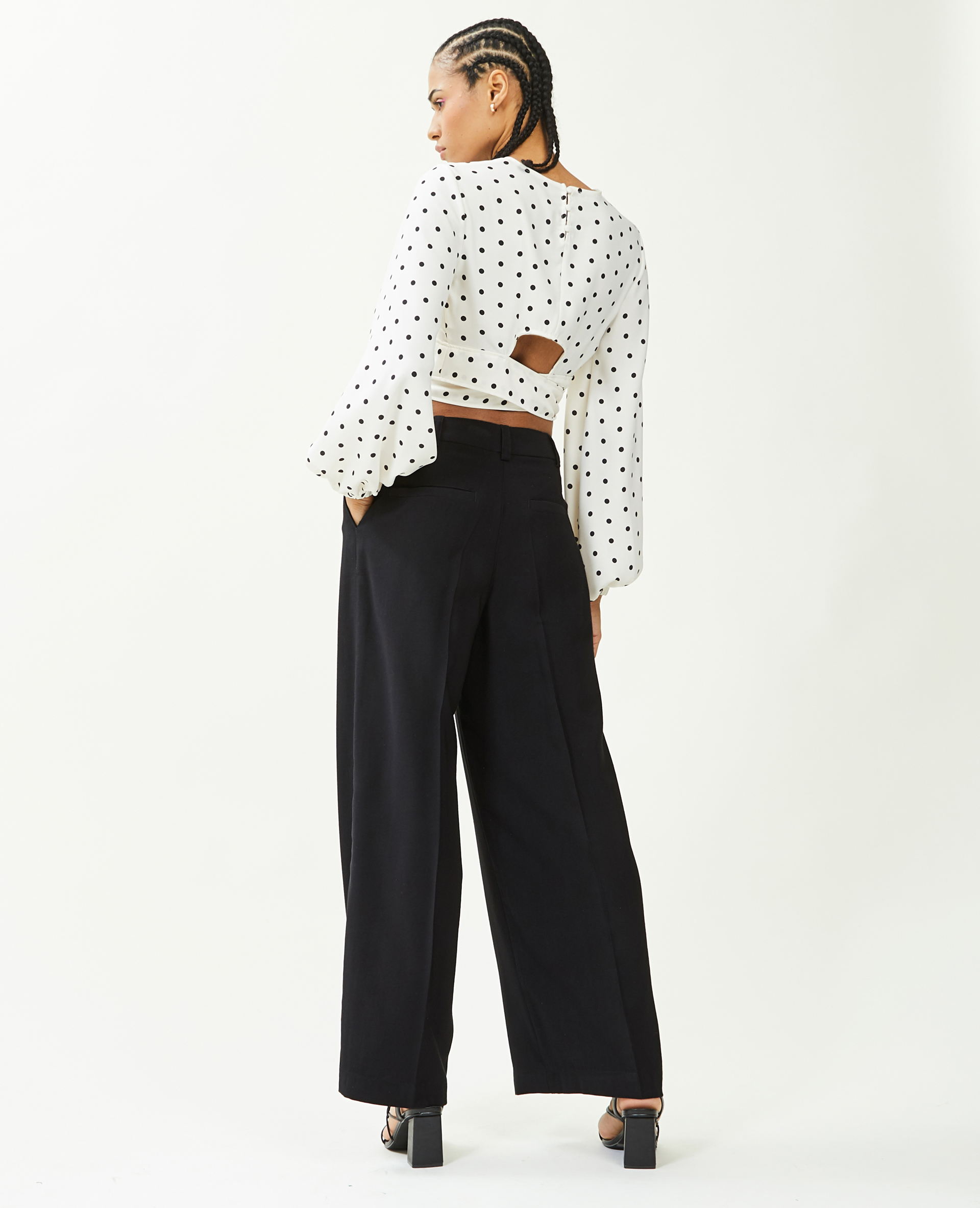 Pantalon large en toile fluide noir - Pimkie