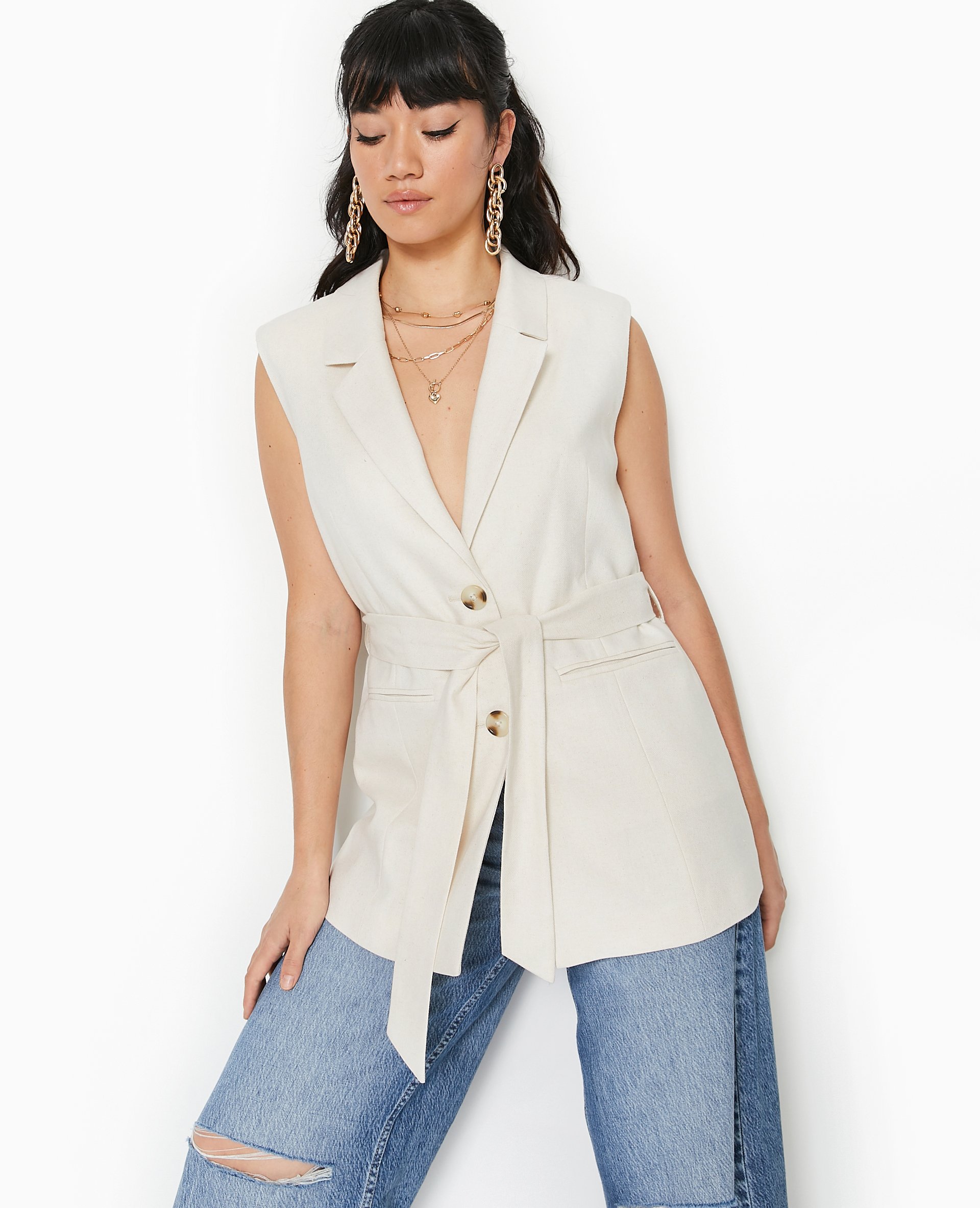 Veste longue sans manches avec epaulettes Pimkie