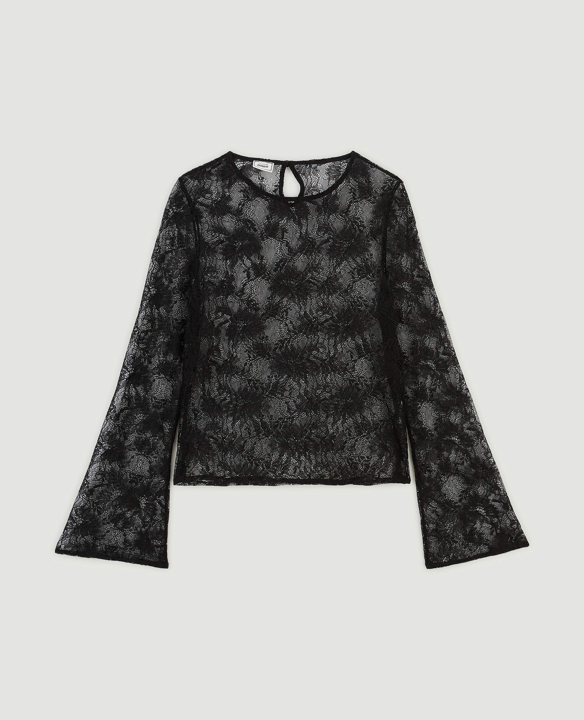 Top en dentelle manches flare noir - Pimkie