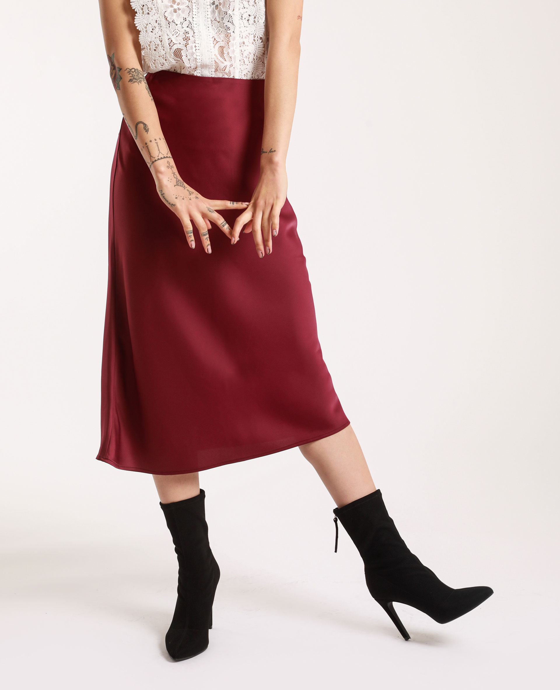 Jupe midi sales satin