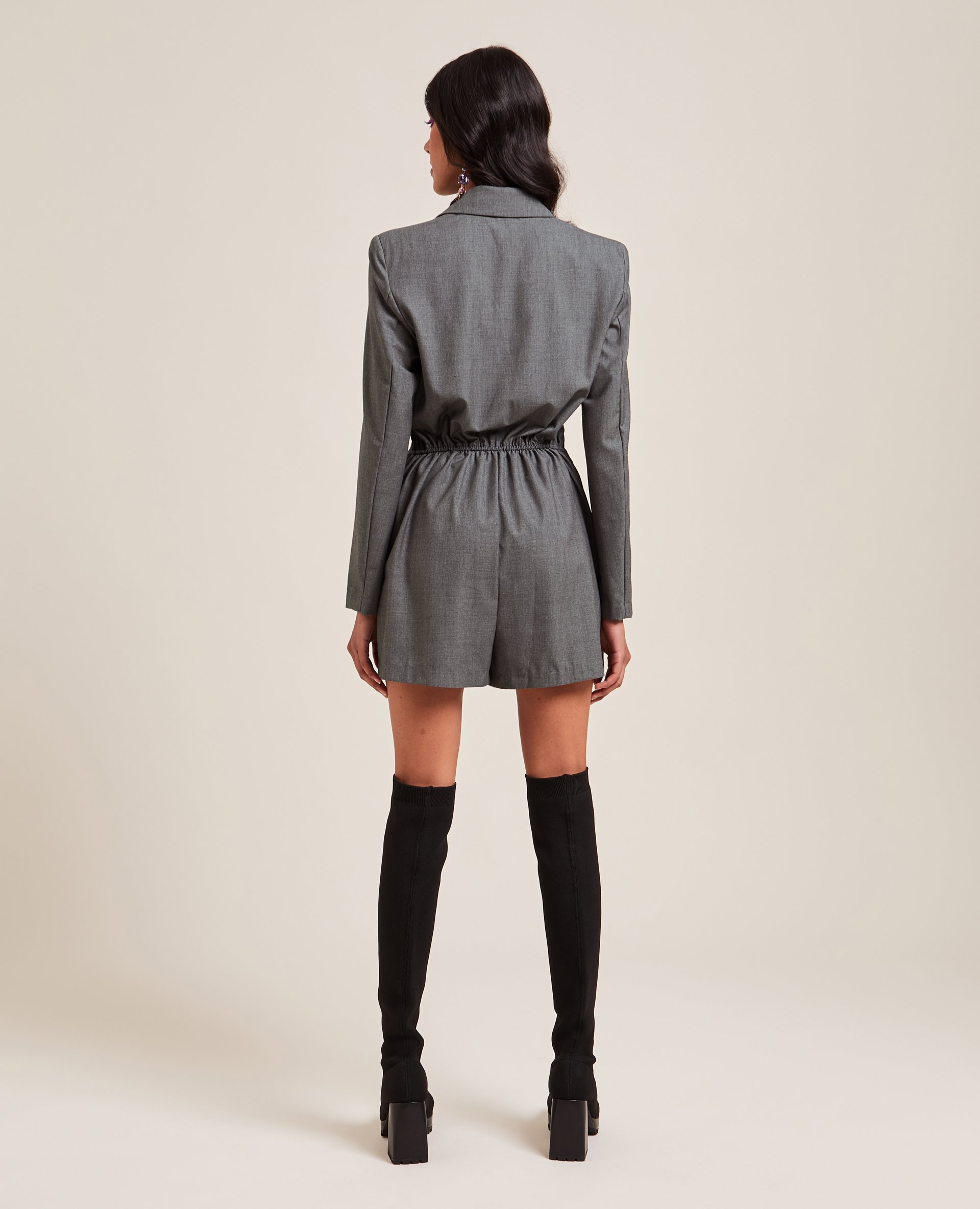 Combishort blazer gris clair chiné - Pimkie