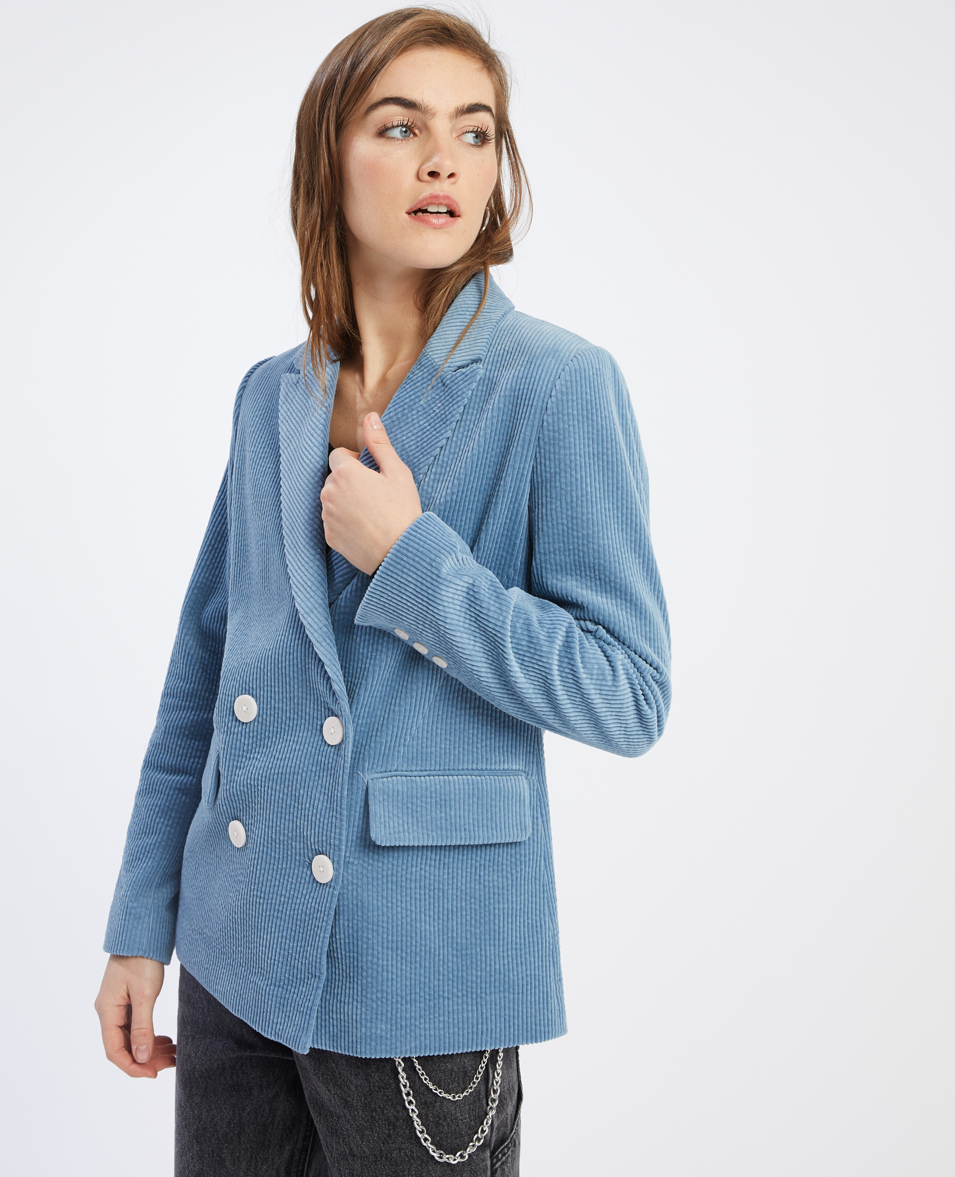 Blazer en velours bleu clair - Pimkie