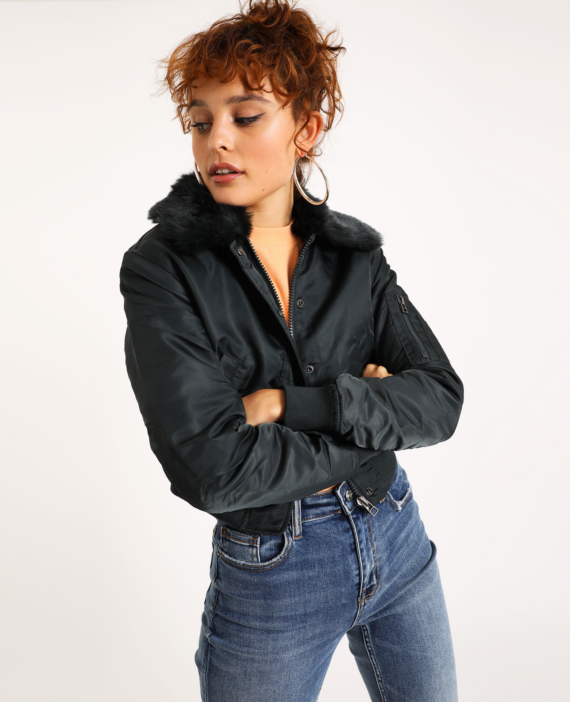Blouson bombers col fourrure store