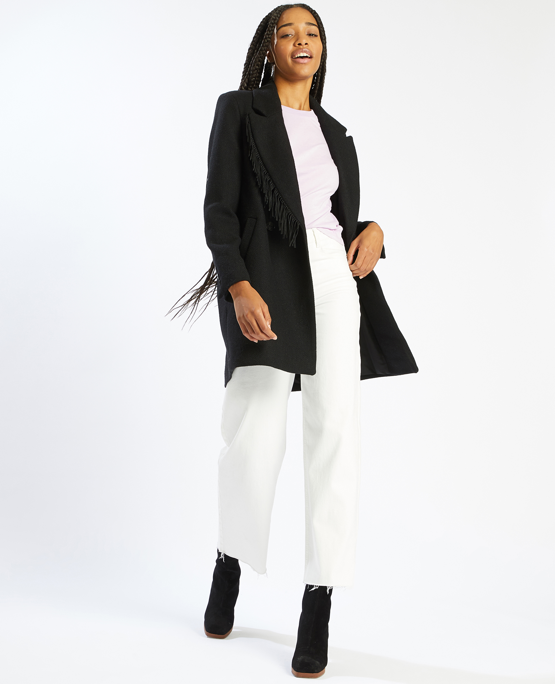 Manteau a frange best sale femme