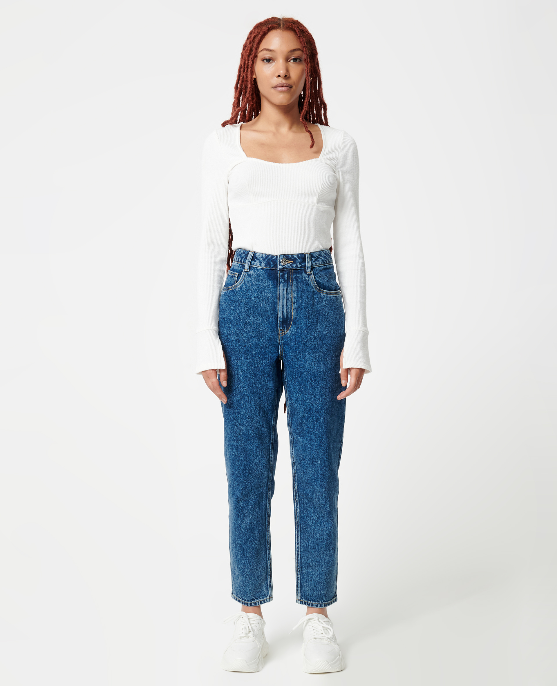 Jean mom taille haute bleu denim - Pimkie