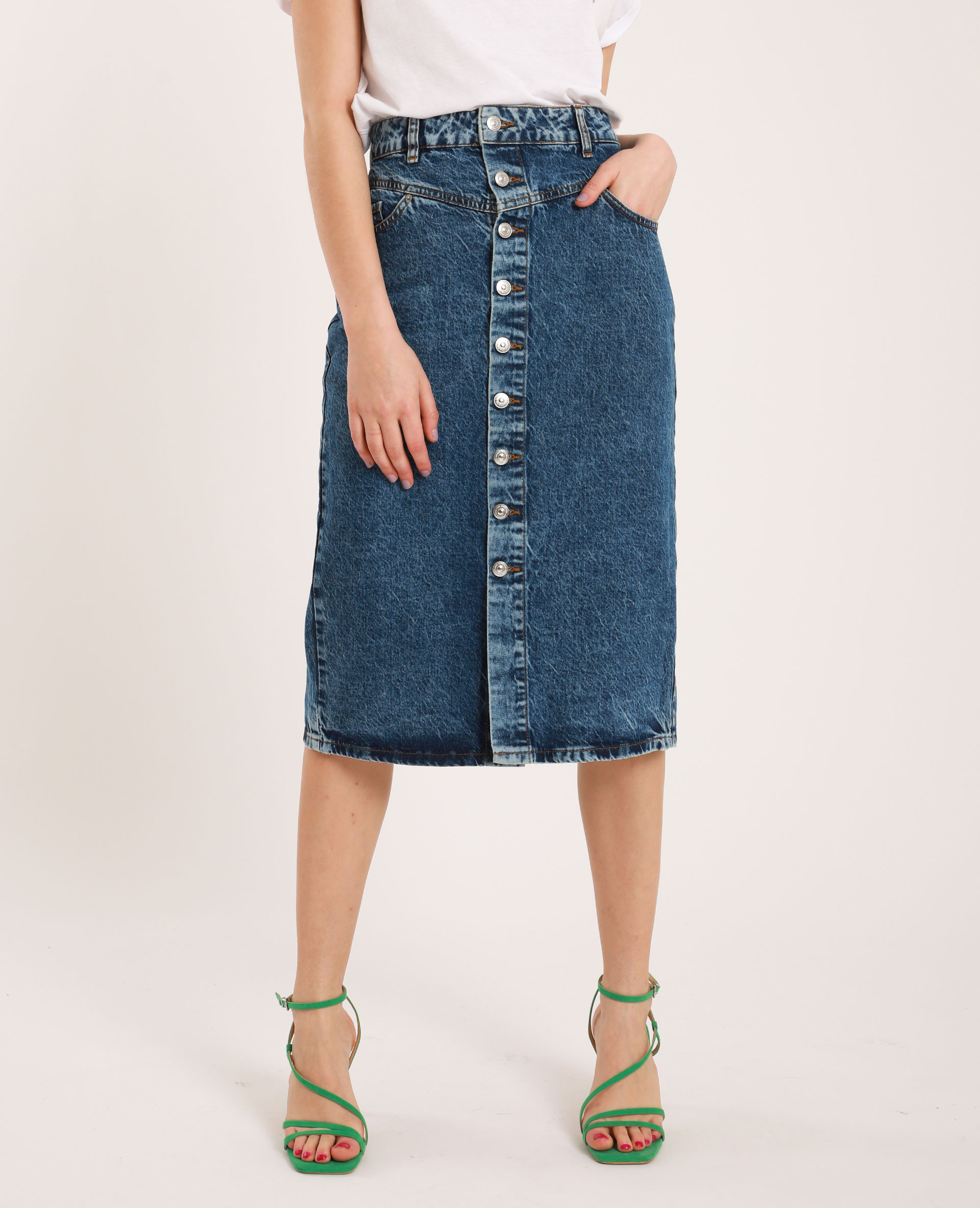 Jupe en jeans midi discount