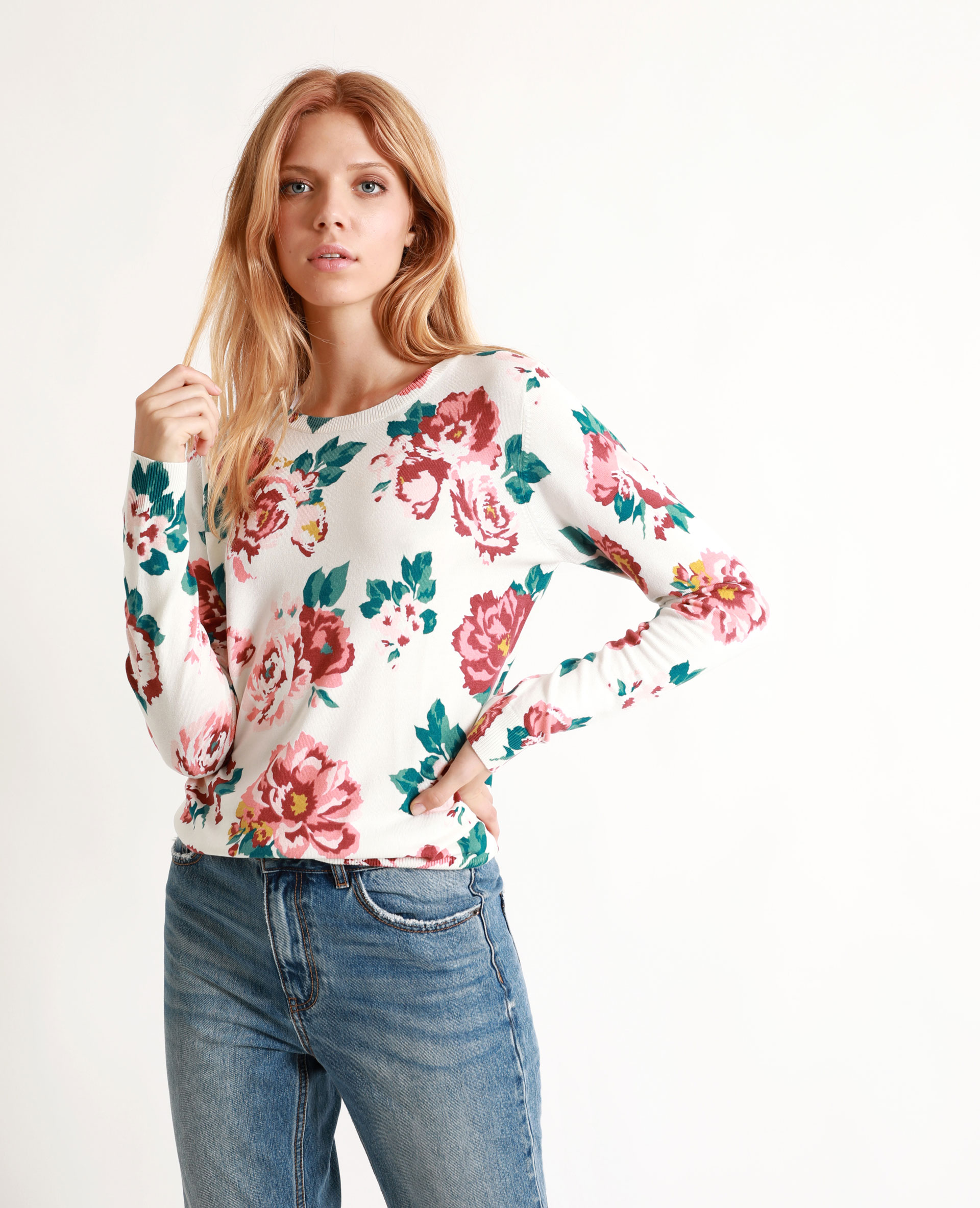 Pull imprimé fleuri femme outlet