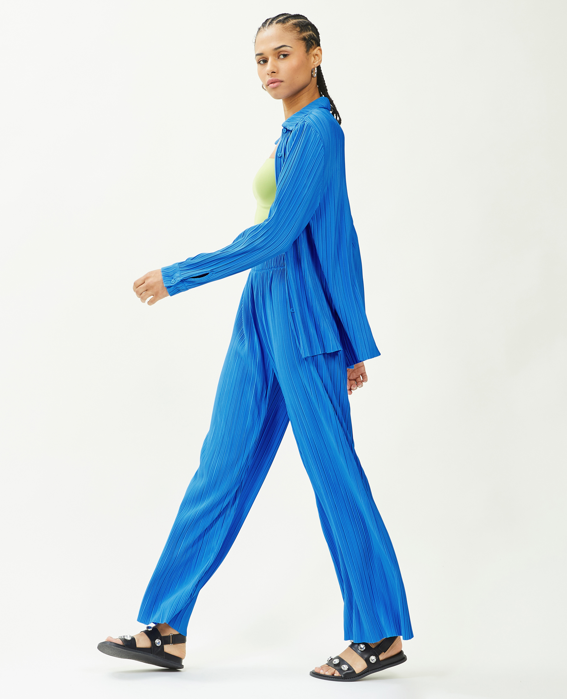 Chemise maille plissée bleu - Pimkie
