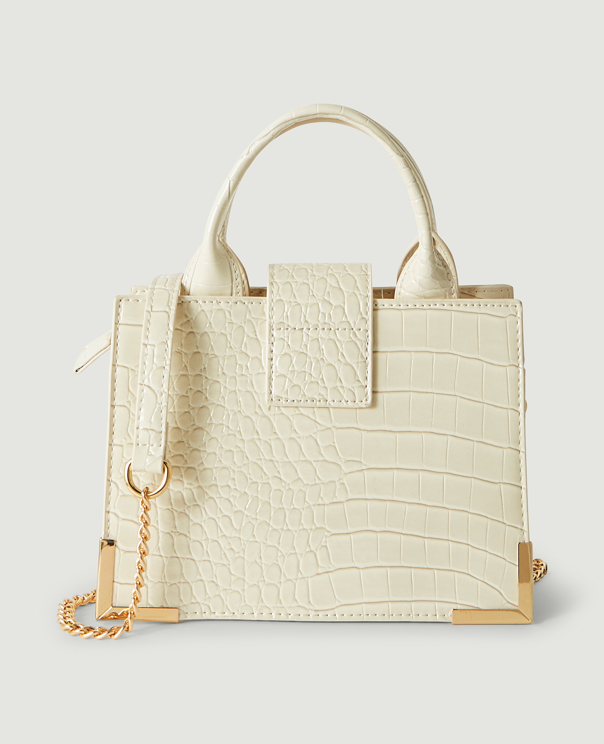 Sac boxy effet croco blanc - Pimkie