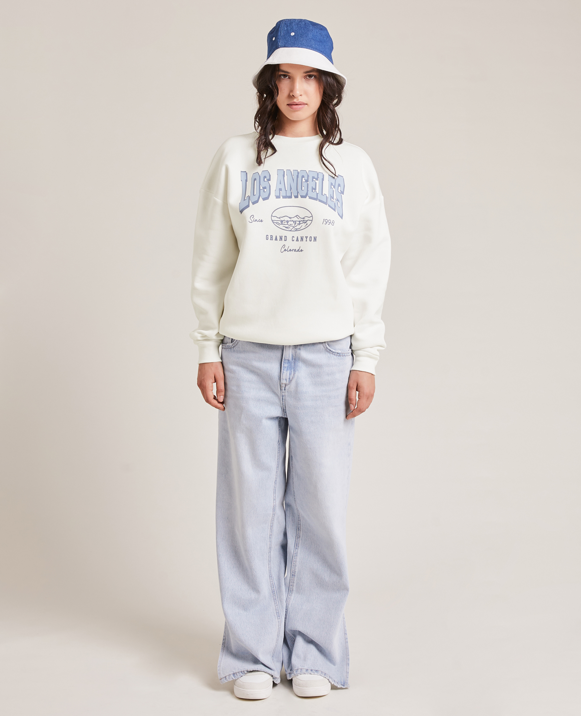 Sweat col rond blanc - Pimkie