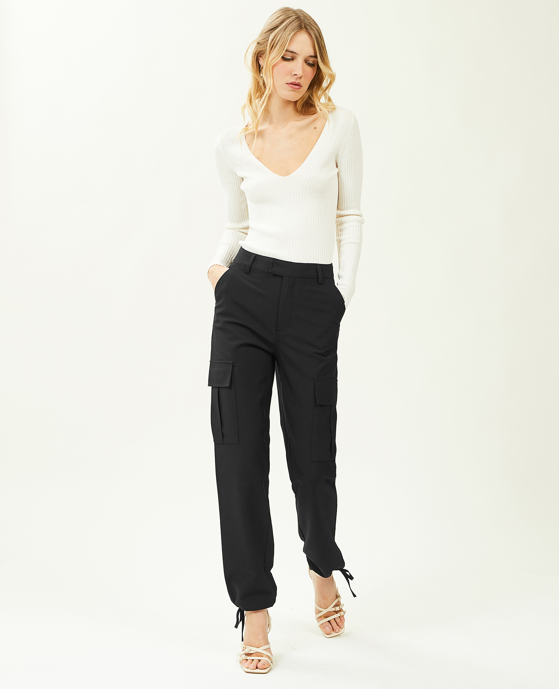 Pantalon cargo bas resserrables noir - Pimkie