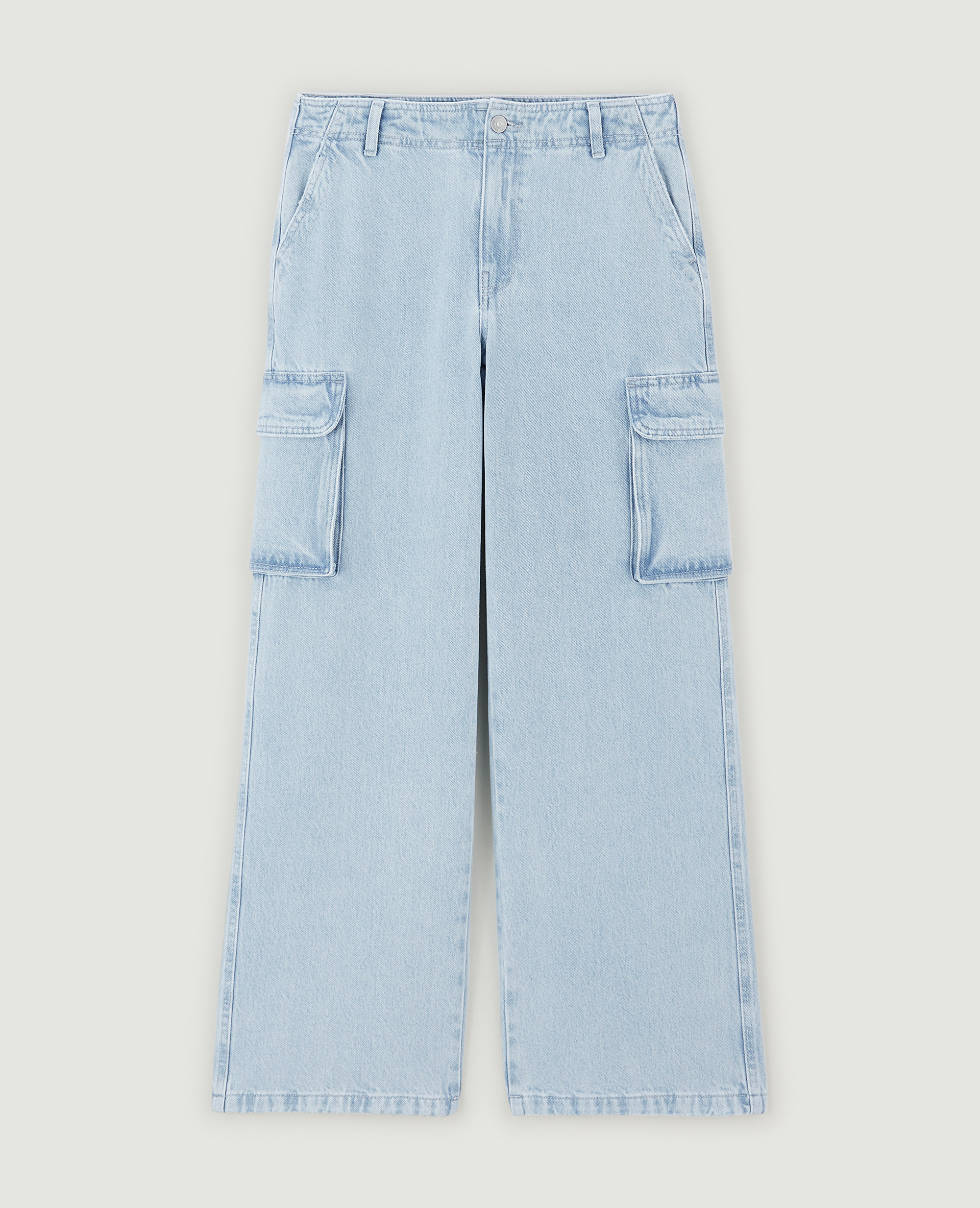 Jean cargo large bleu délavé - Pimkie