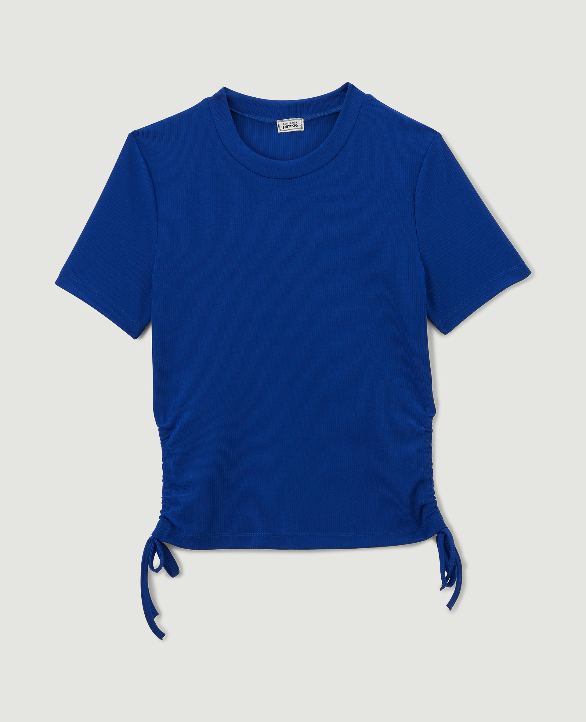 Top maille côtelée avec noeuds bleu électrique - Pimkie