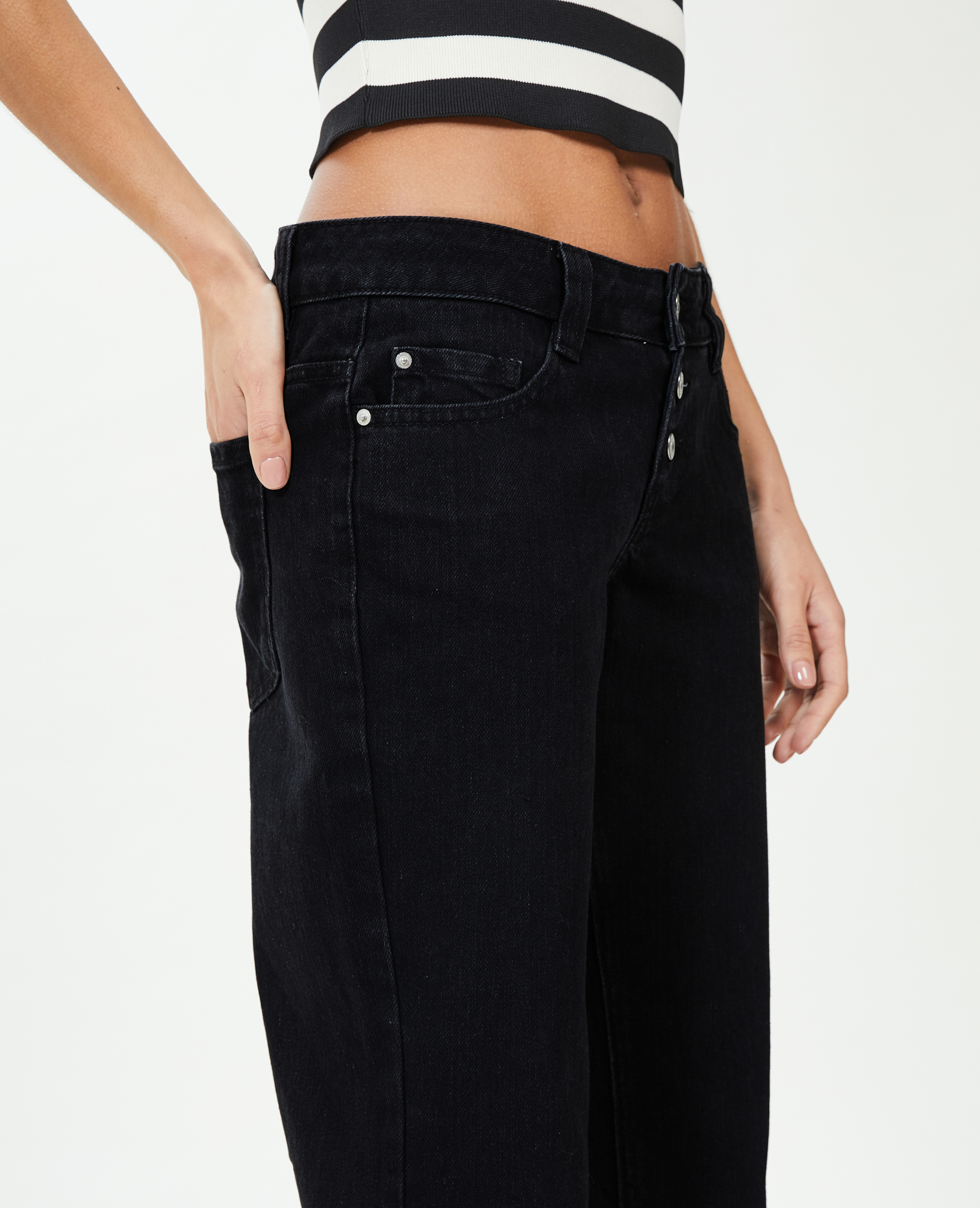 Jean straight taille basse noir - Pimkie